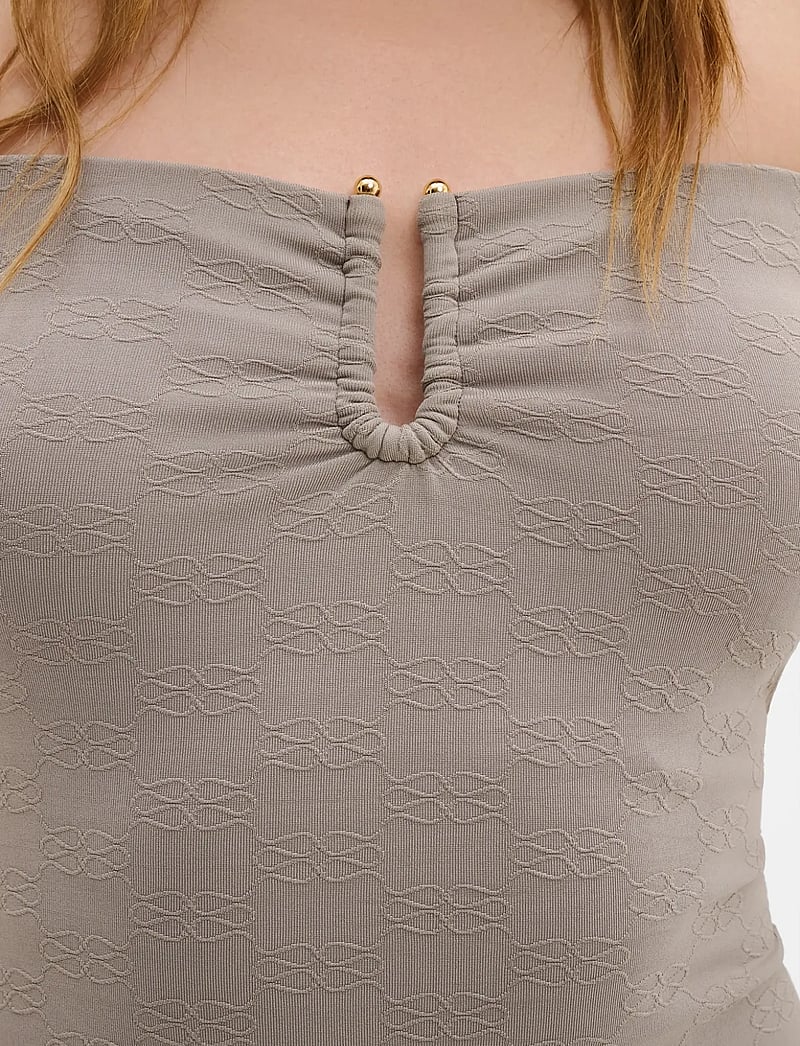 Malina - Signature Gold Embellished Bandeau Swimsuit - badeanzüge - graphite - 3