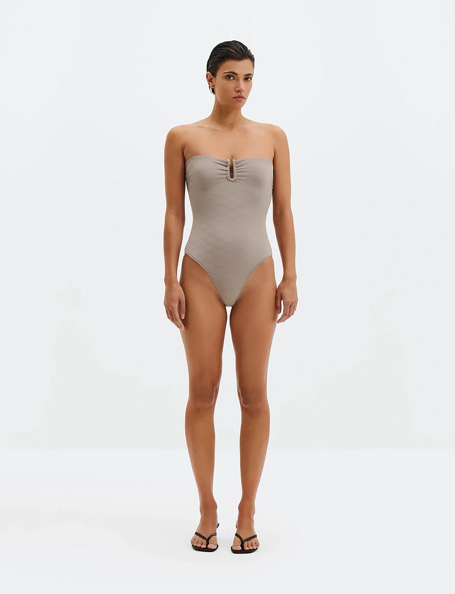 Malina - Signature Gold Embellished Bandeau Swimsuit - badedragter - graphite - 4