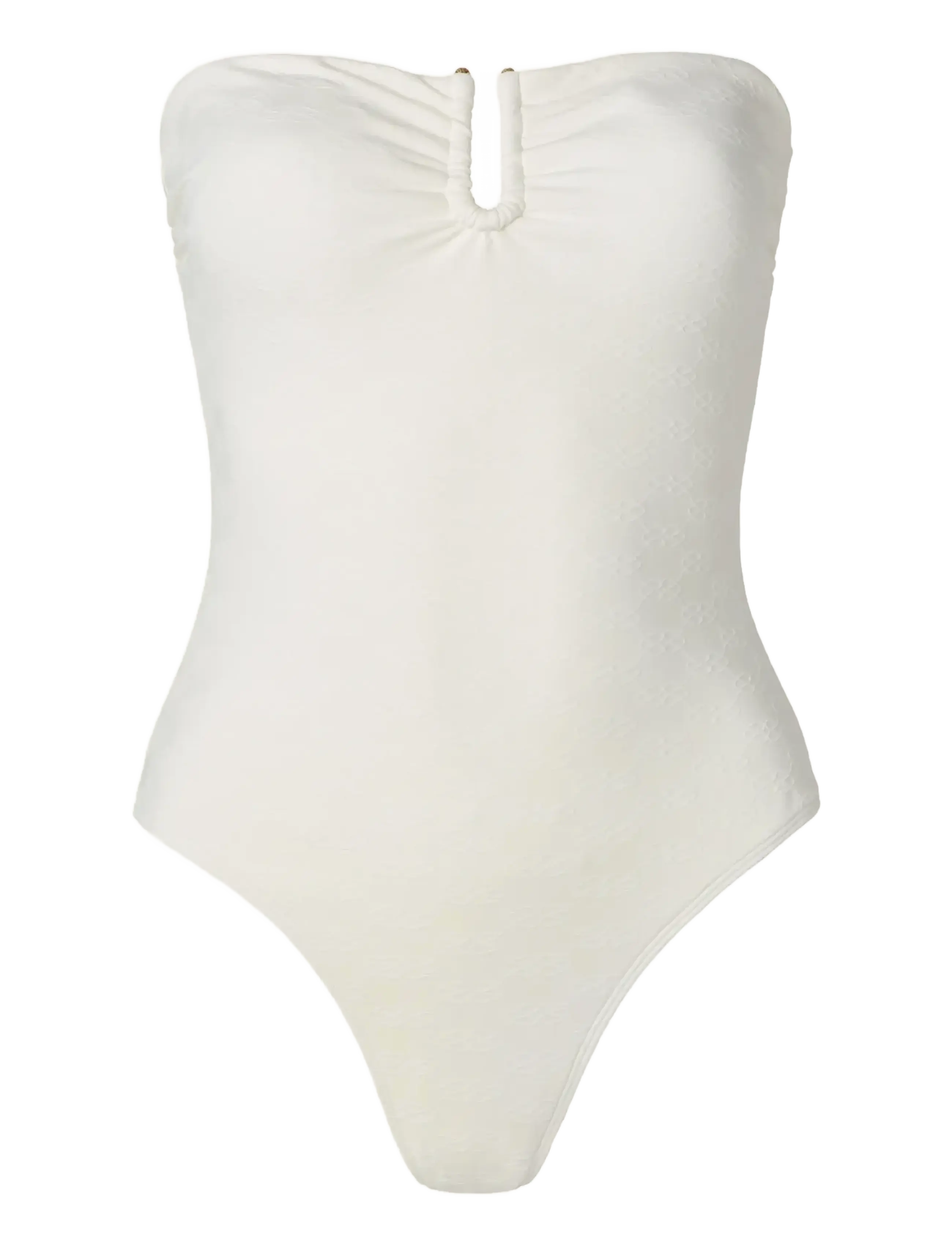 Signature Gold Embellished Bandeau Swimsuit - VANILLA