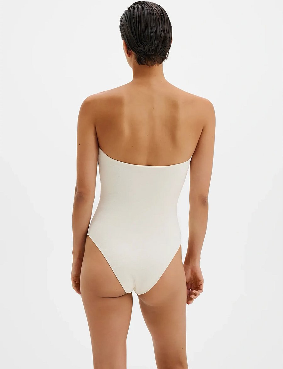 Malina - Signature Gold Embellished Bandeau Swimsuit - badedragter - vanilla - 2