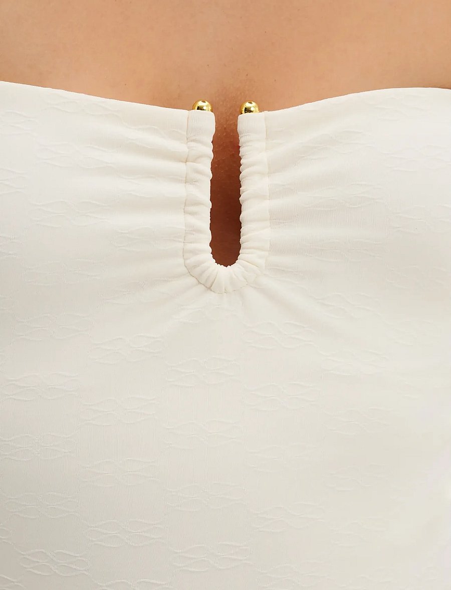 Malina - Signature Gold Embellished Bandeau Swimsuit - badedragter - vanilla - 3