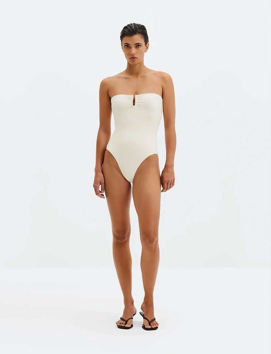 Malina - Signature Gold Embellished Bandeau Swimsuit - badedragter - vanilla - 4