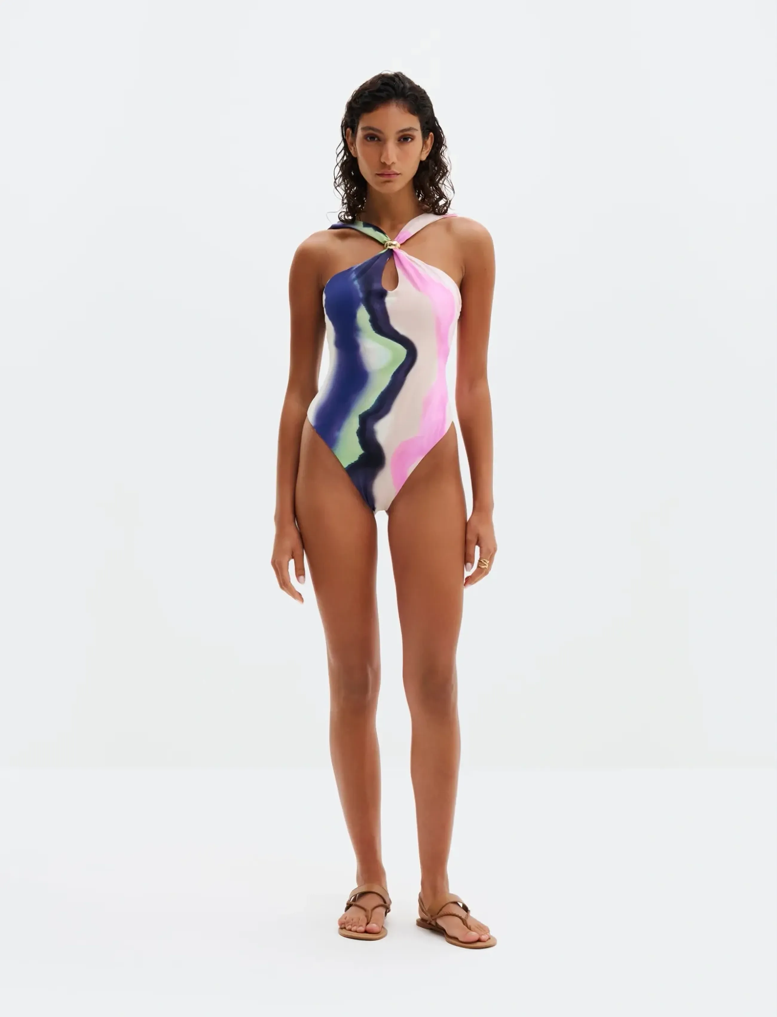 Malina - Lonita Gold Embellished Multiway Swimsuit - sundföt - watercolour - 4