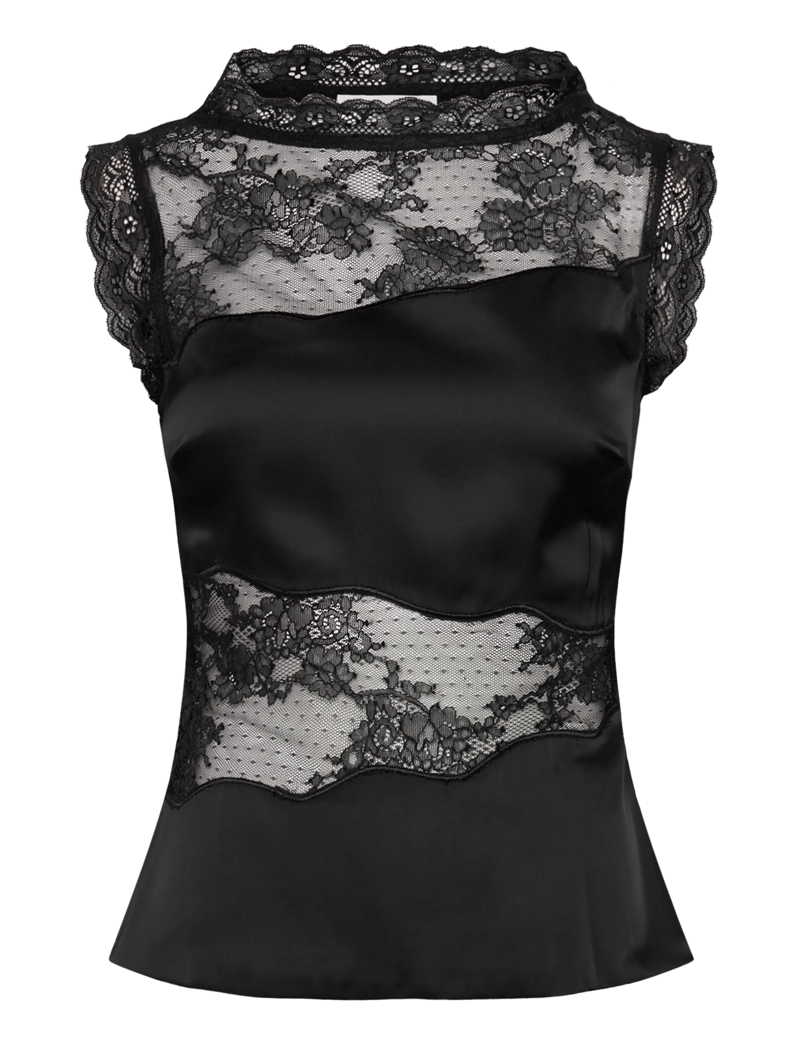 Desire Lace Trimmed Cut Out Top - BLACK