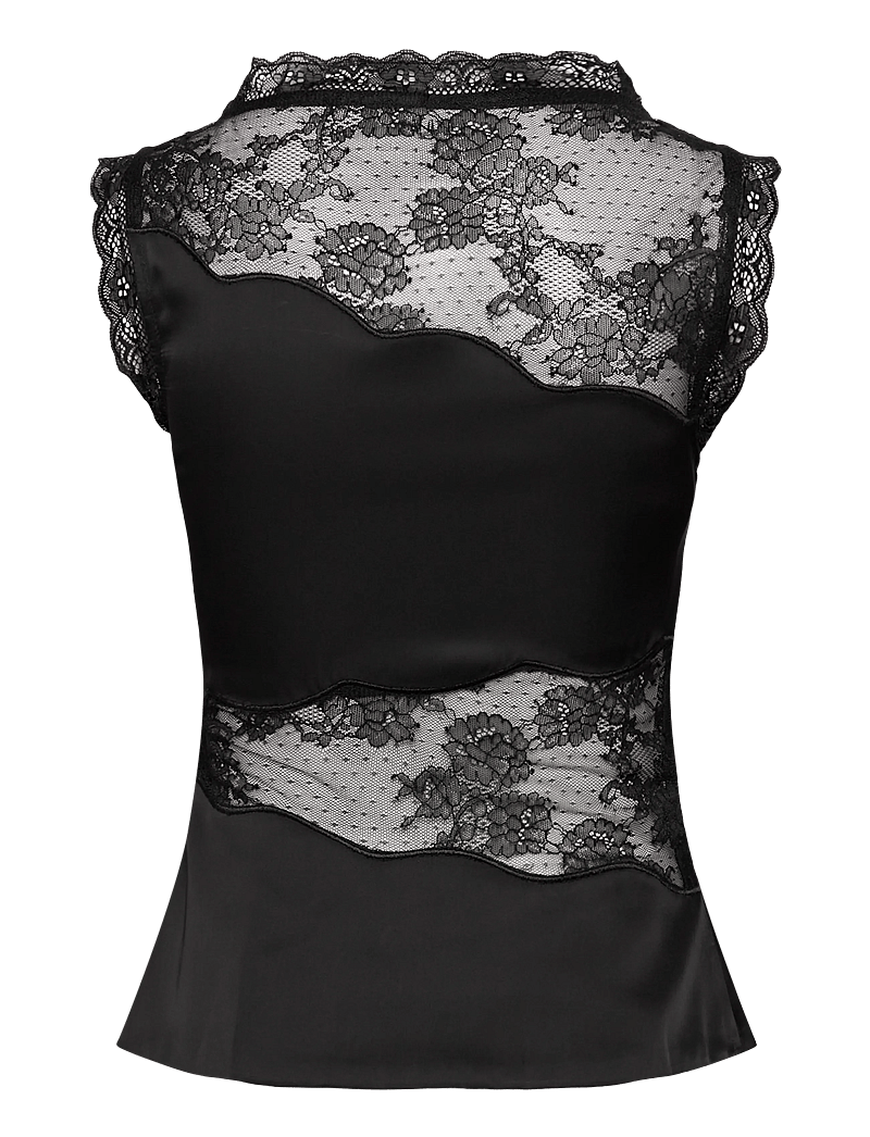 Malina - Desire Lace Trimmed Cut Out Top - Ärmellose tops - black - 2