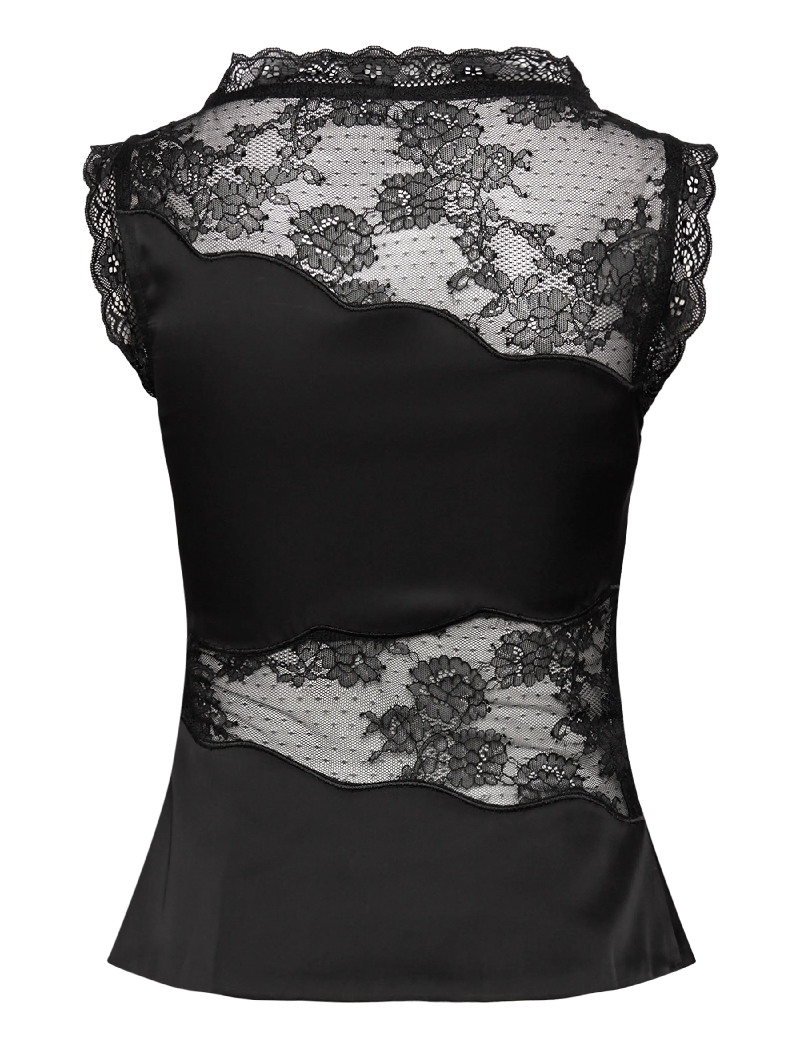 Malina - Desire Lace Trimmed Cut Out Top - Ærmeløse toppe - black - 2