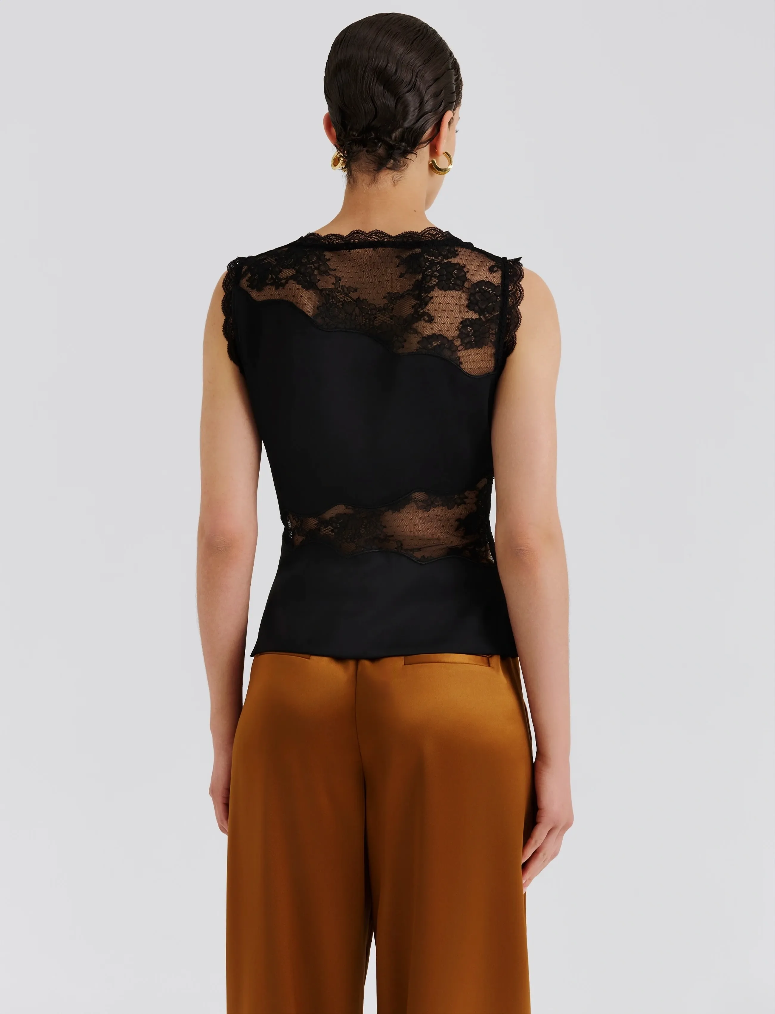 Malina - Desire Lace Trimmed Cut Out Top - black - 4
