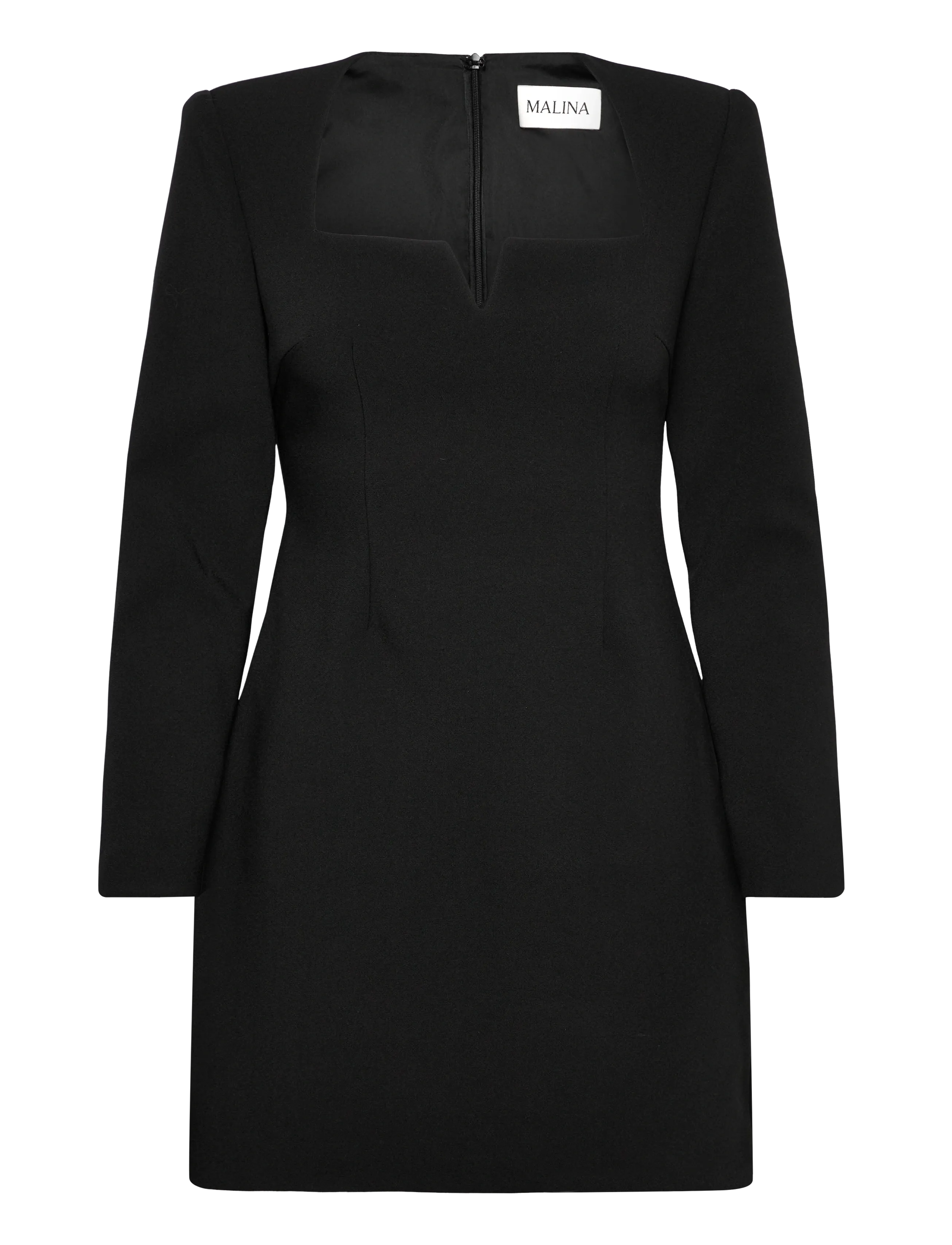 Sonja Detailed Neck Mini Dress - BLACK