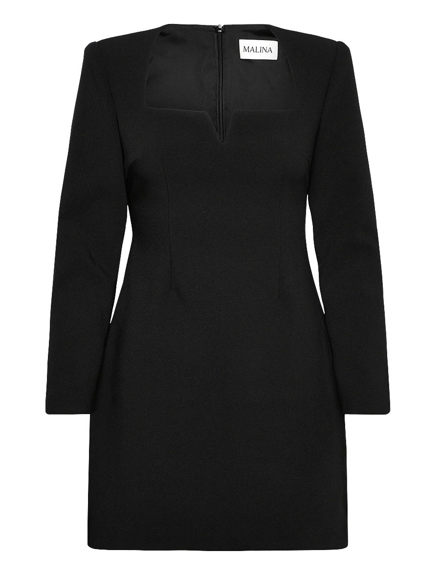 Malina - Sonja Detailed Neck Mini Dress - korta klänningar - black - 1