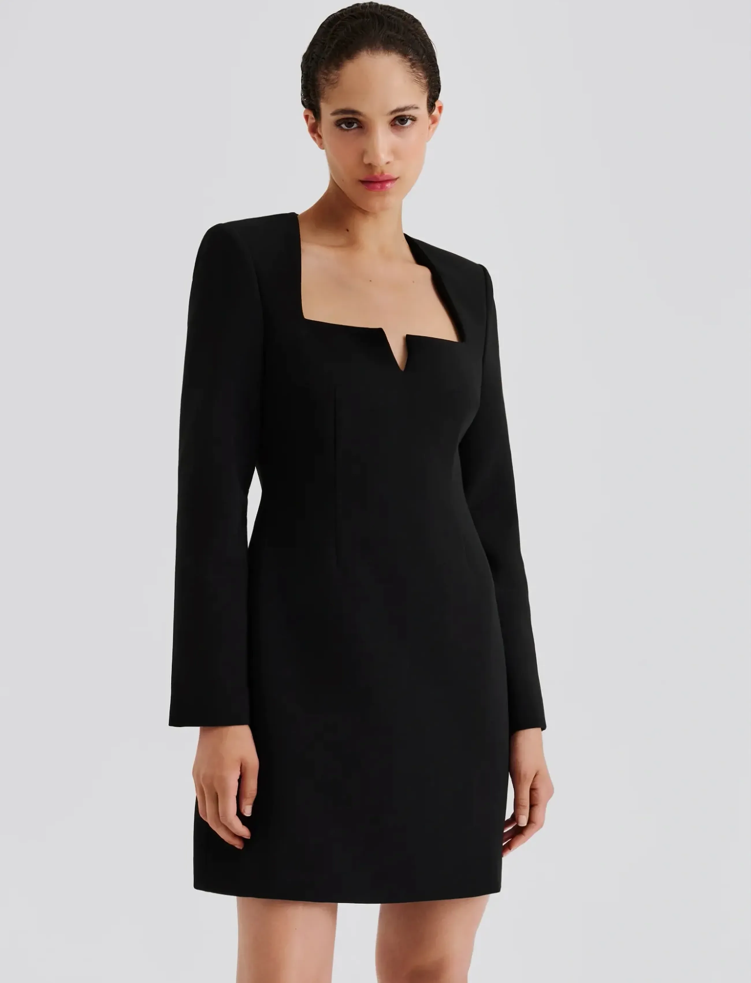 Malina Sonja Detailed Neck Mini Dress, 40, Black, Kjoler > Kort Kjole, Dame