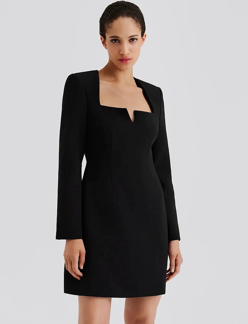 Malina - Sonja Detailed Neck Mini Dress - minikleidid - black - 0