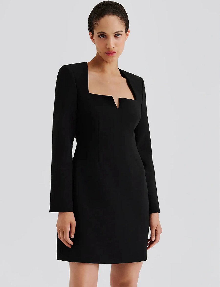 Malina - Sonja Detailed Neck Mini Dress - korta klänningar - black - 0