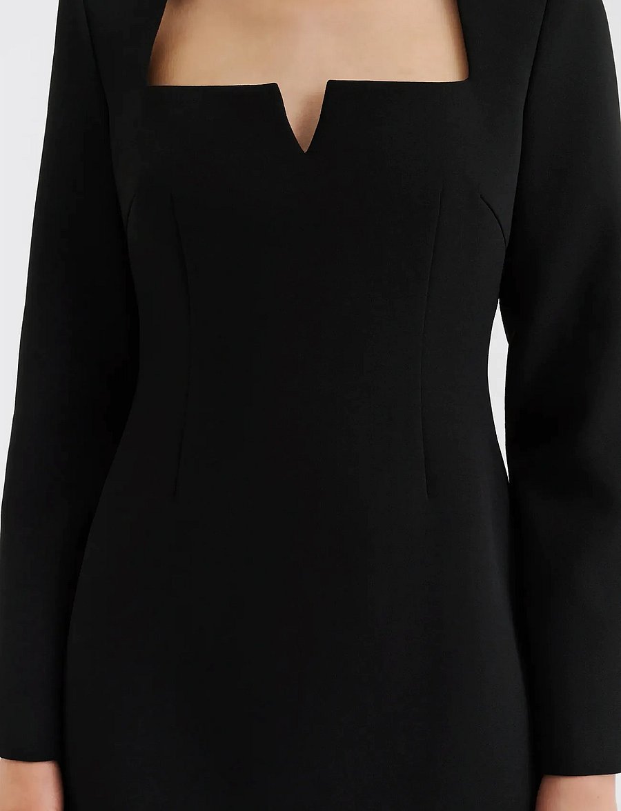Malina - Sonja Detailed Neck Mini Dress - korta klänningar - black - 4