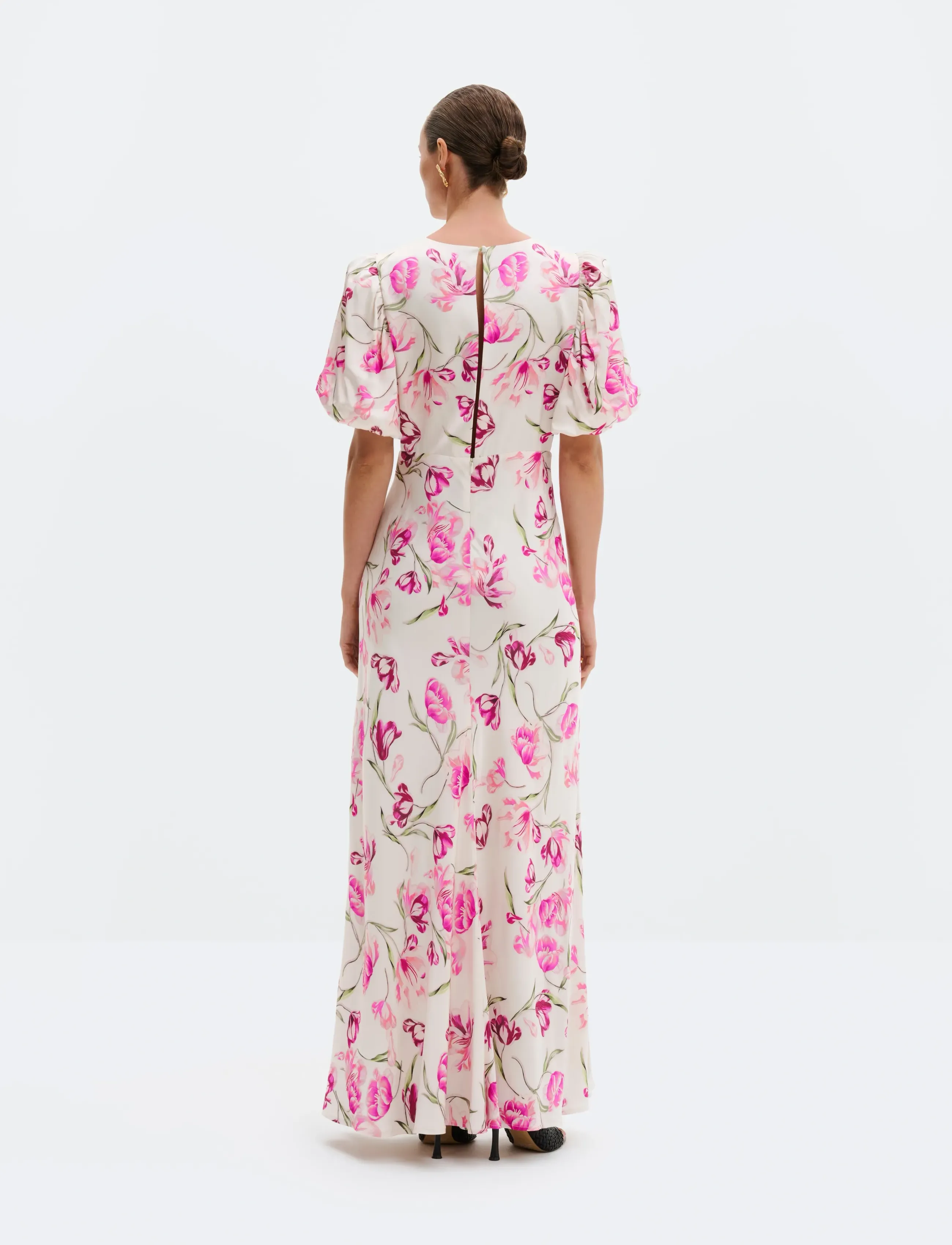 Malina - Freja pouf sleeve maxi dress - maxikjoler - tulip pink - 2
