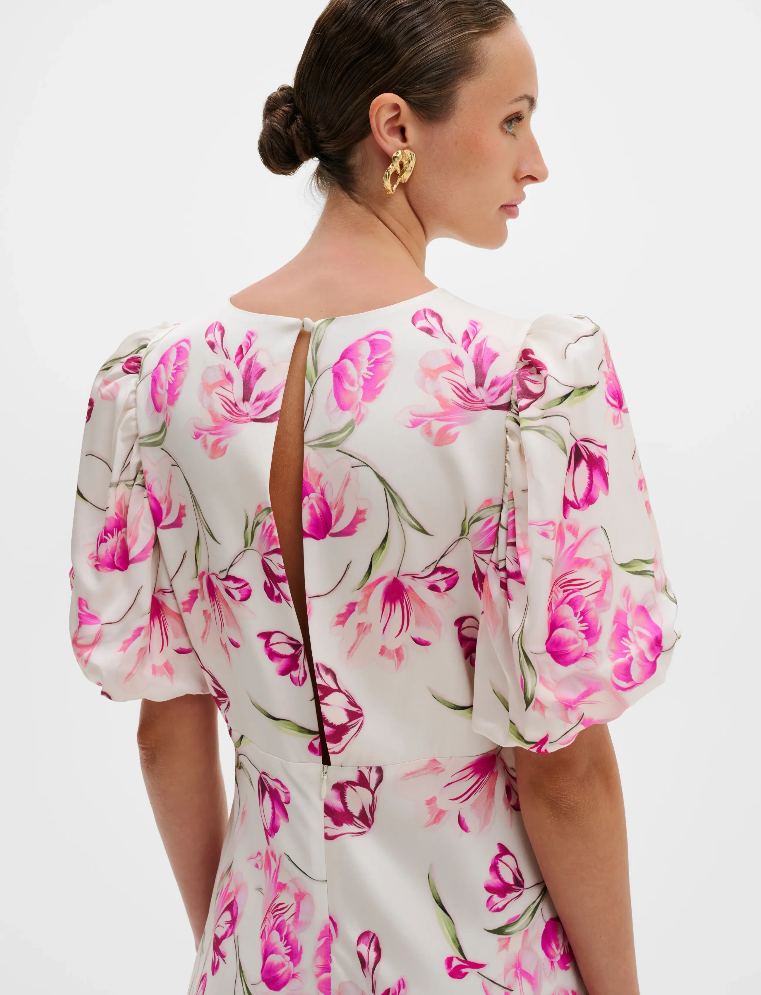 Malina - Freja pouf sleeve maxi dress - maxikjoler - tulip pink - 3