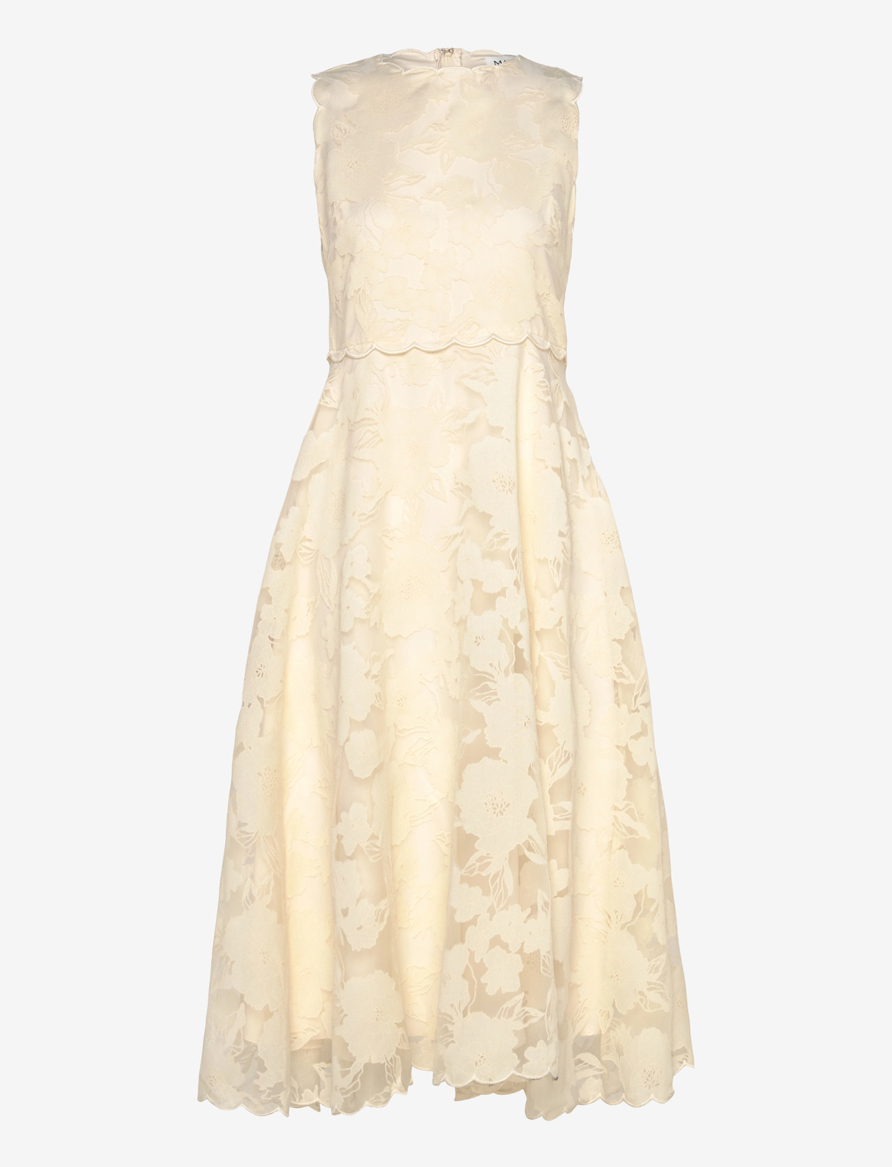 Malina - Elin Round Neck Lace Midi Dress - cocktailkjoler - vanilla - 1