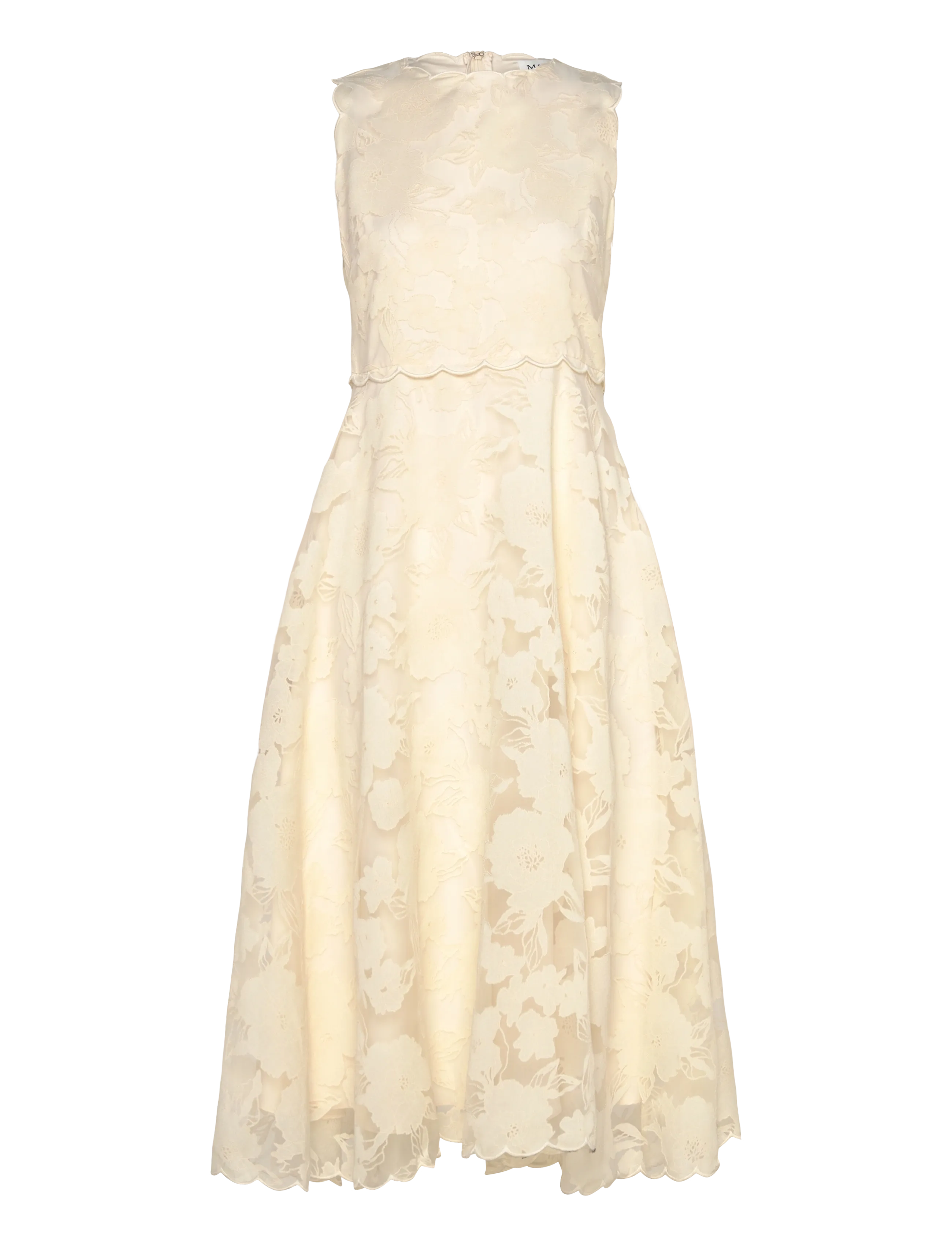 Malina - Elin Round Neck Lace Midi Dress - vanilla - 1