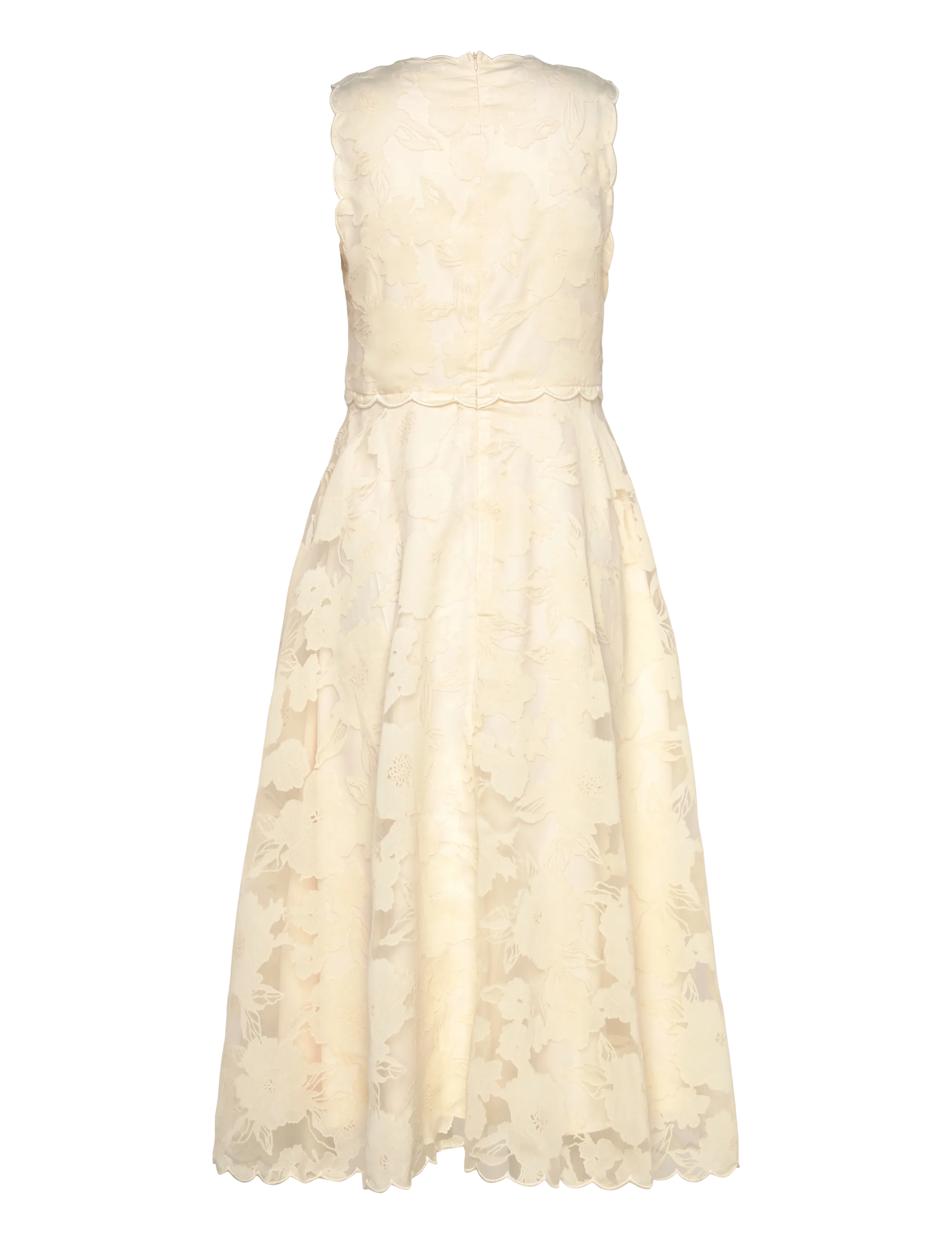 Malina - Elin Round Neck Lace Midi Dress - vanilla - 2