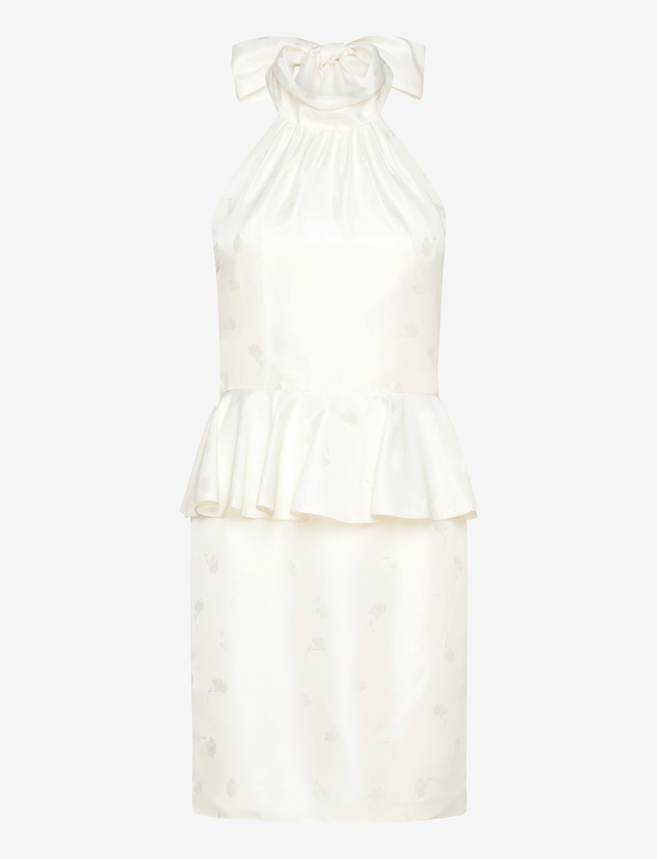 Malina - Katy Jacquard Ruffled Halterneck Mini Dress - Õhtukleidid - vanilla - 1