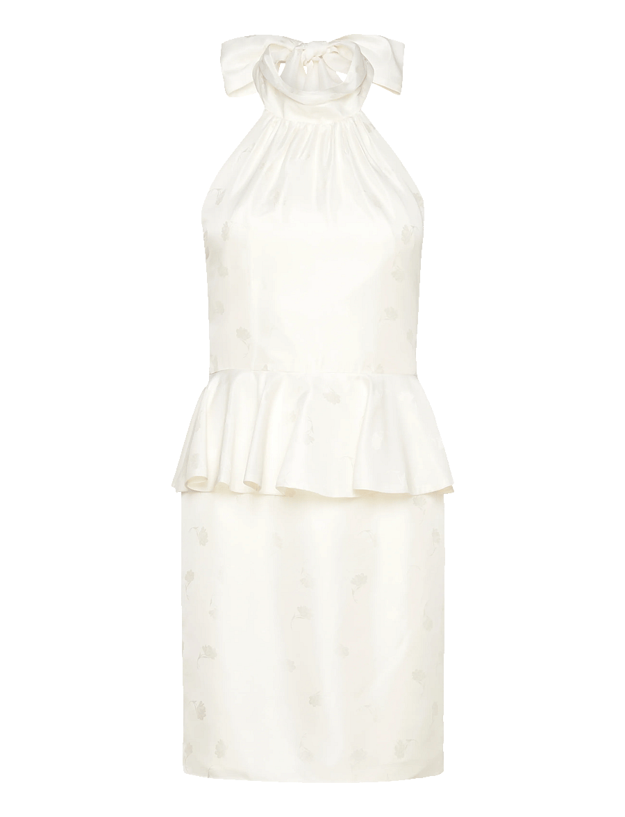 Malina - Katy Jacquard Ruffled Halterneck Mini Dress - aftonklänningar - vanilla - 1