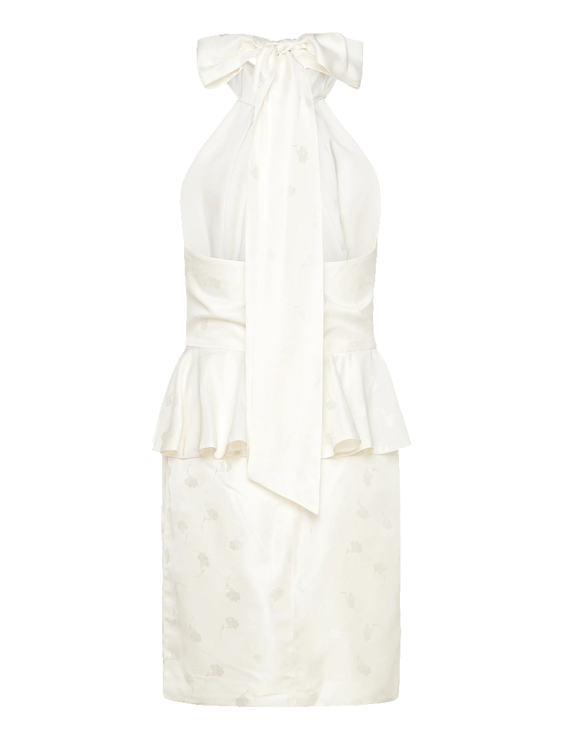 Malina - Katy Jacquard Ruffled Halterneck Mini Dress - abendkleider - vanilla - 2