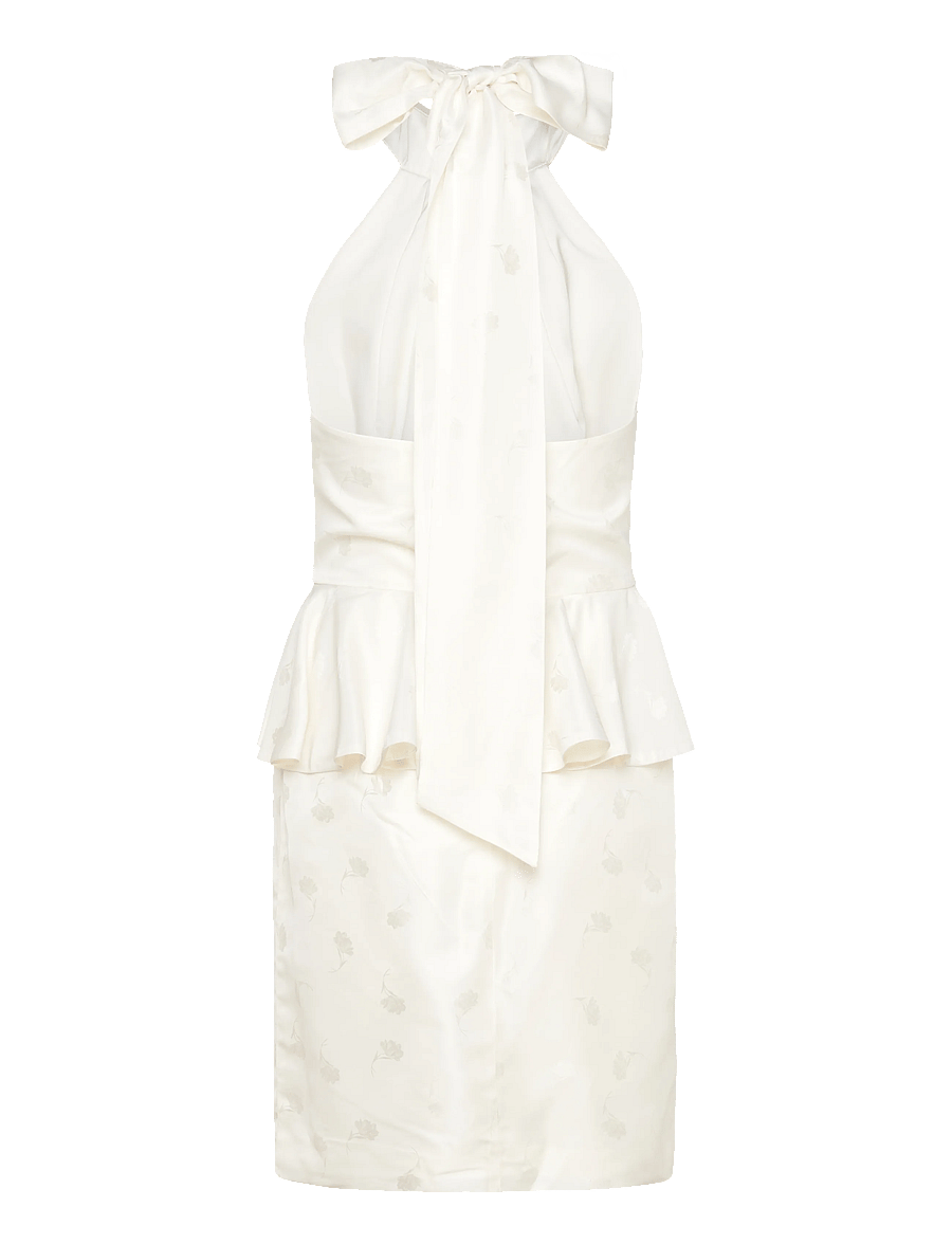 Malina - Katy Jacquard Ruffled Halterneck Mini Dress - aftonklänningar - vanilla - 2