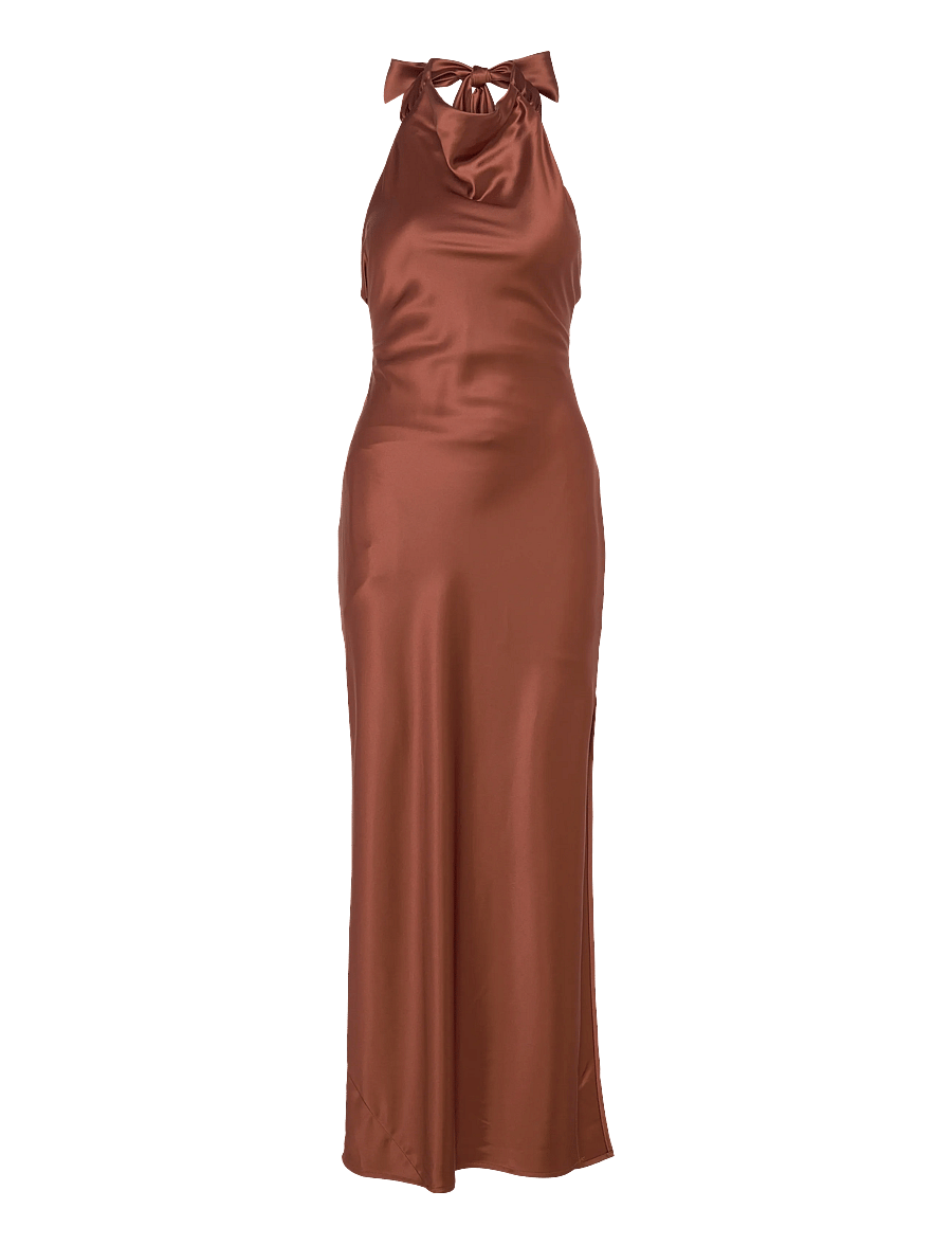 Malina - Tessie Open Back Halterneck Maxi Dress - abendkleider - rust - 1