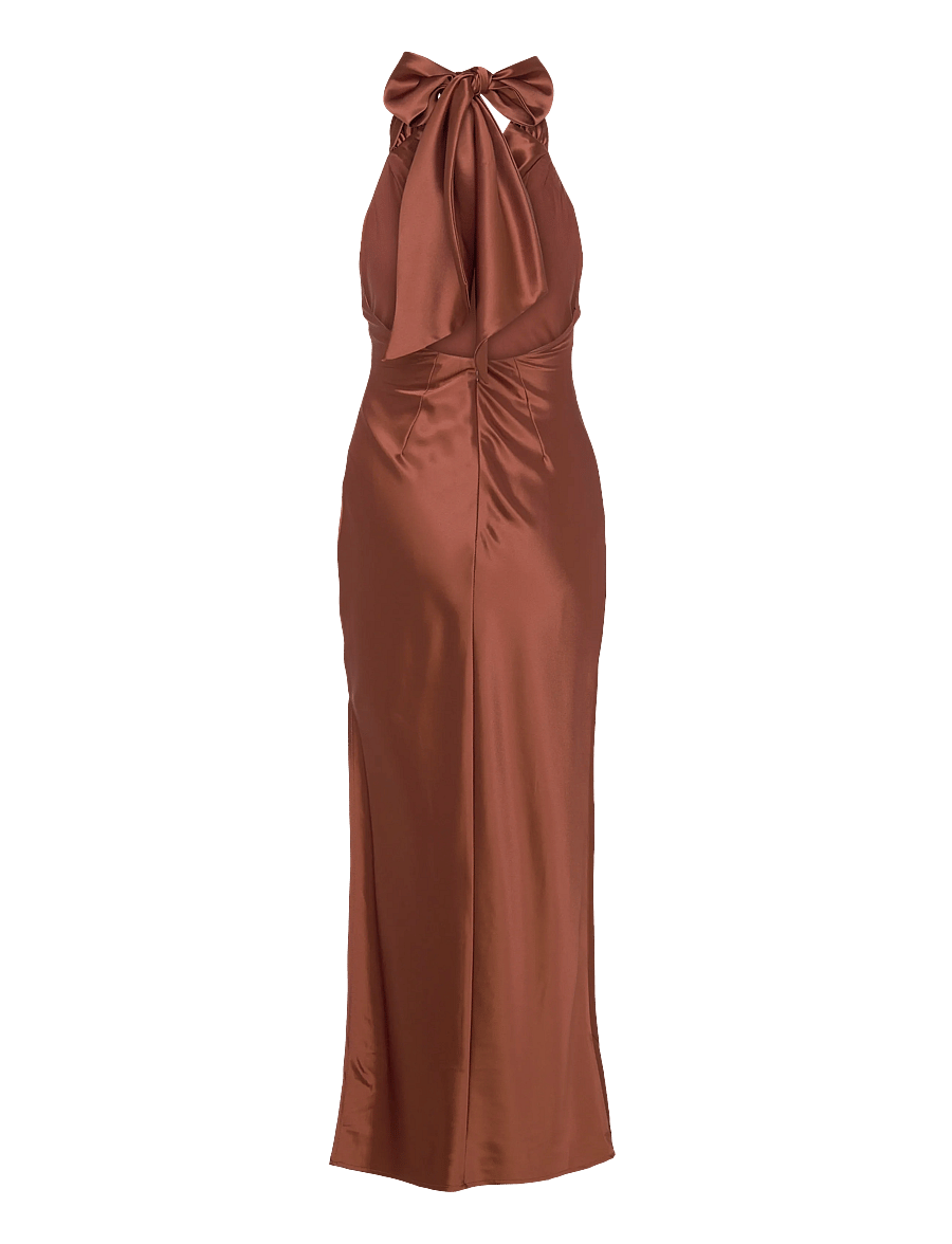 Malina - Tessie Open Back Halterneck Maxi Dress - abendkleider - rust - 2
