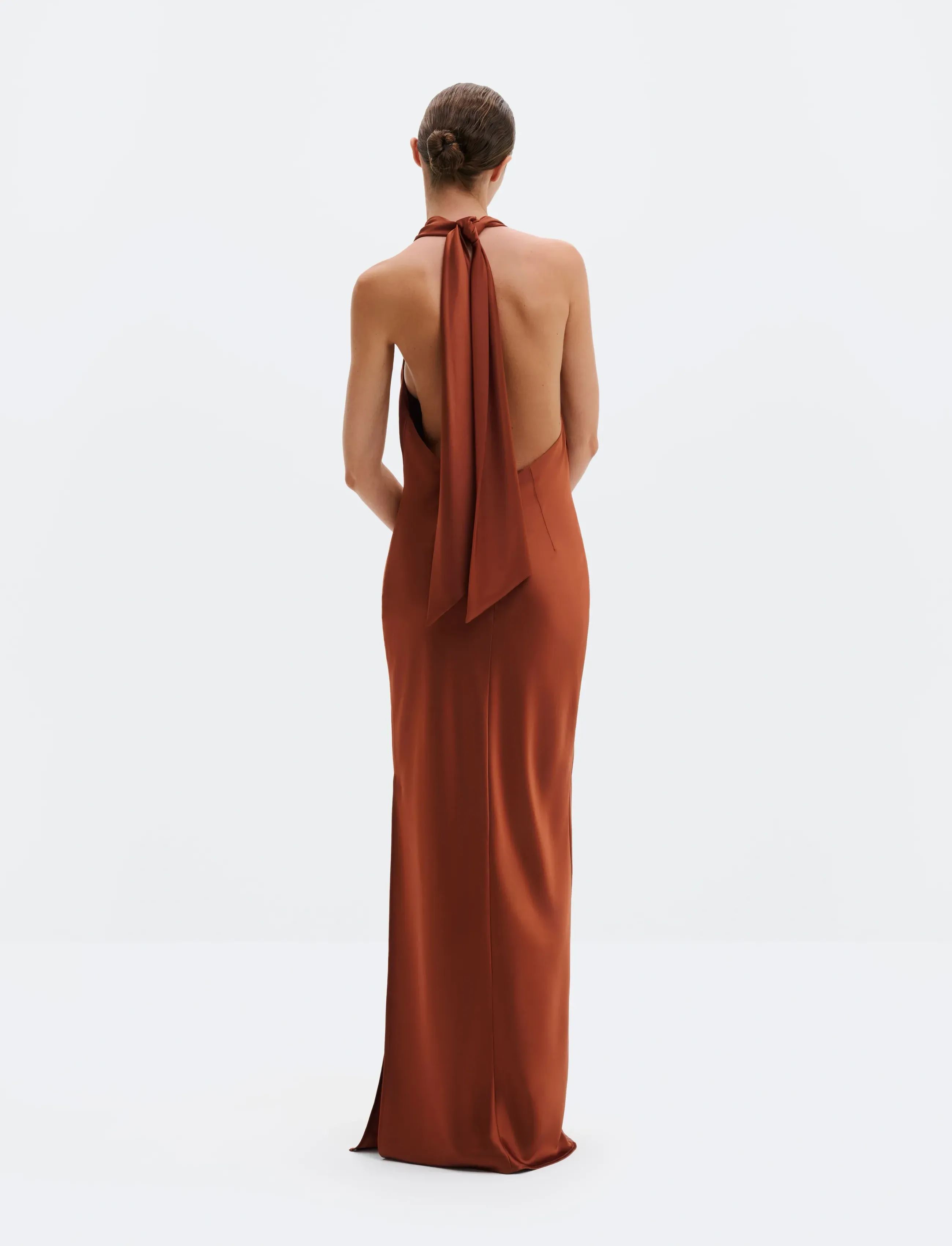 Malina - Tessie Open Back Halterneck Maxi Dress - abendkleider - rust - 4