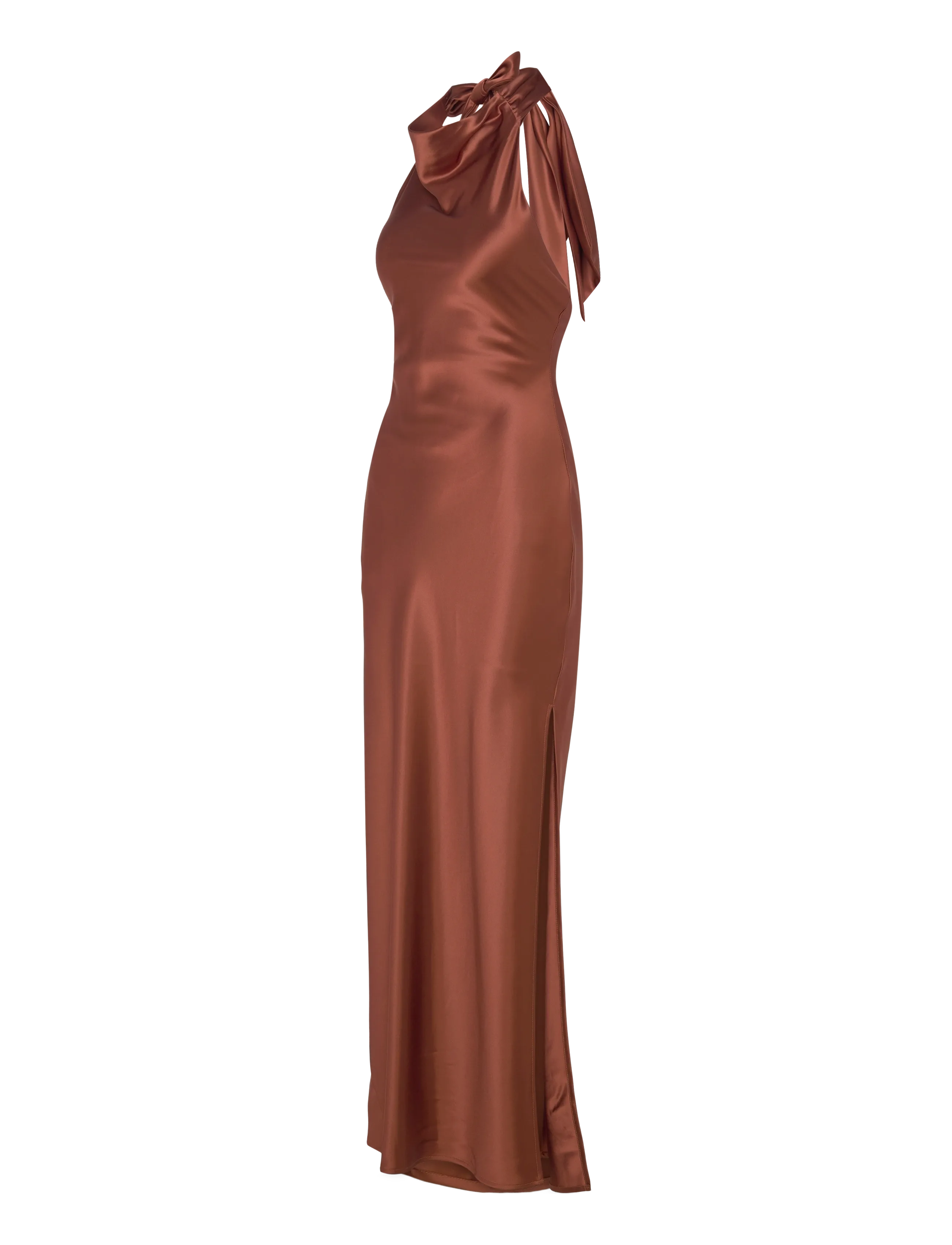 Malina - Tessie Open Back Halterneck Maxi Dress - abendkleider - rust - 3
