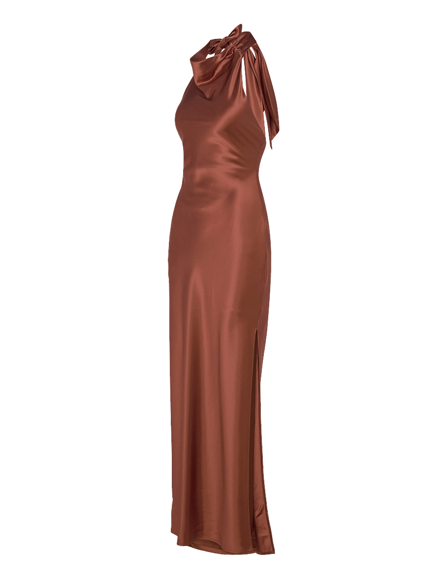 Malina - Tessie Open Back Halterneck Maxi Dress - abendkleider - rust - 3