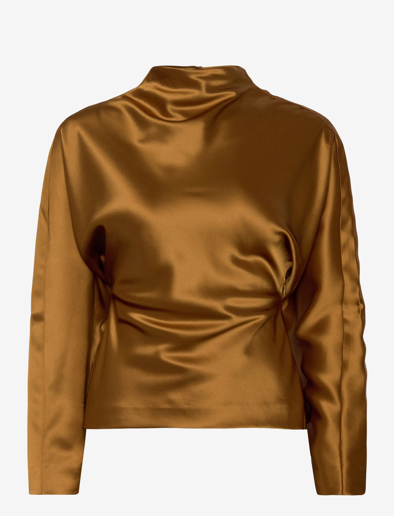 Malina - Zora Barrel Sleeve Satin Blouse - pikkade varrukatega pluusid - amber - 1