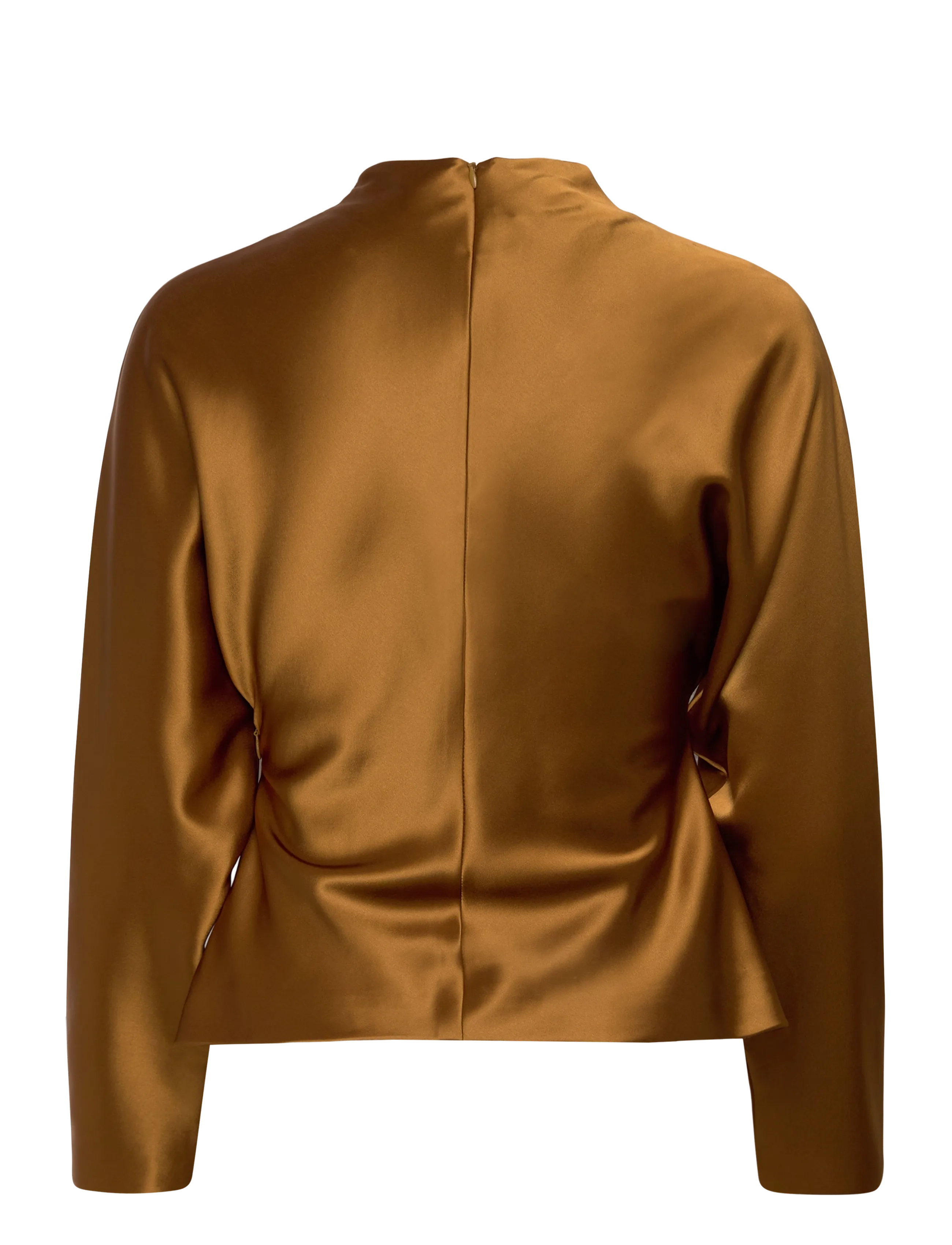Malina - Zora Barrel Sleeve Satin Blouse - langærmede bluser - amber - 2