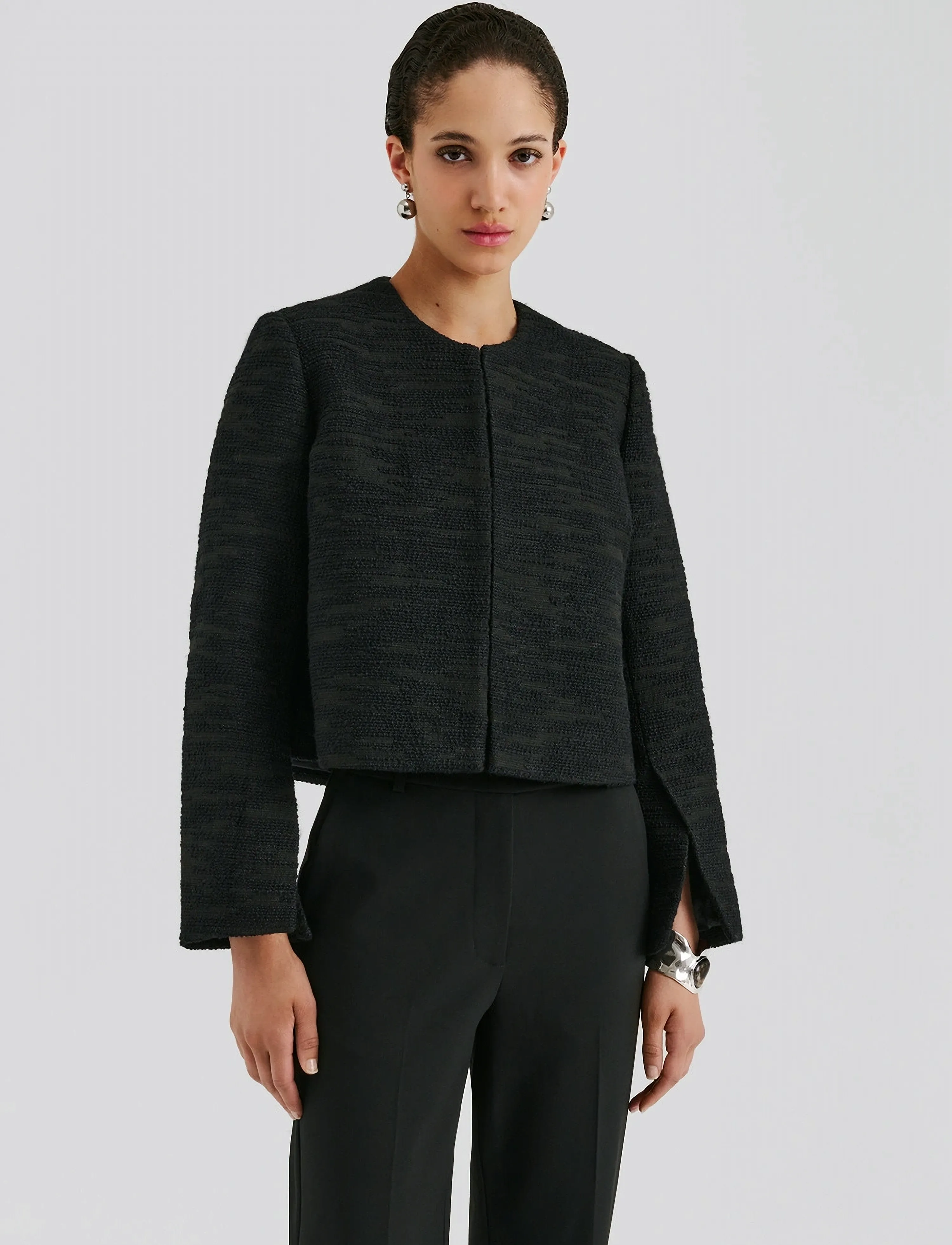 Malina Ruthie Cropped Boucle Blazer, XL, Schwarz - BouclÉ Frauen