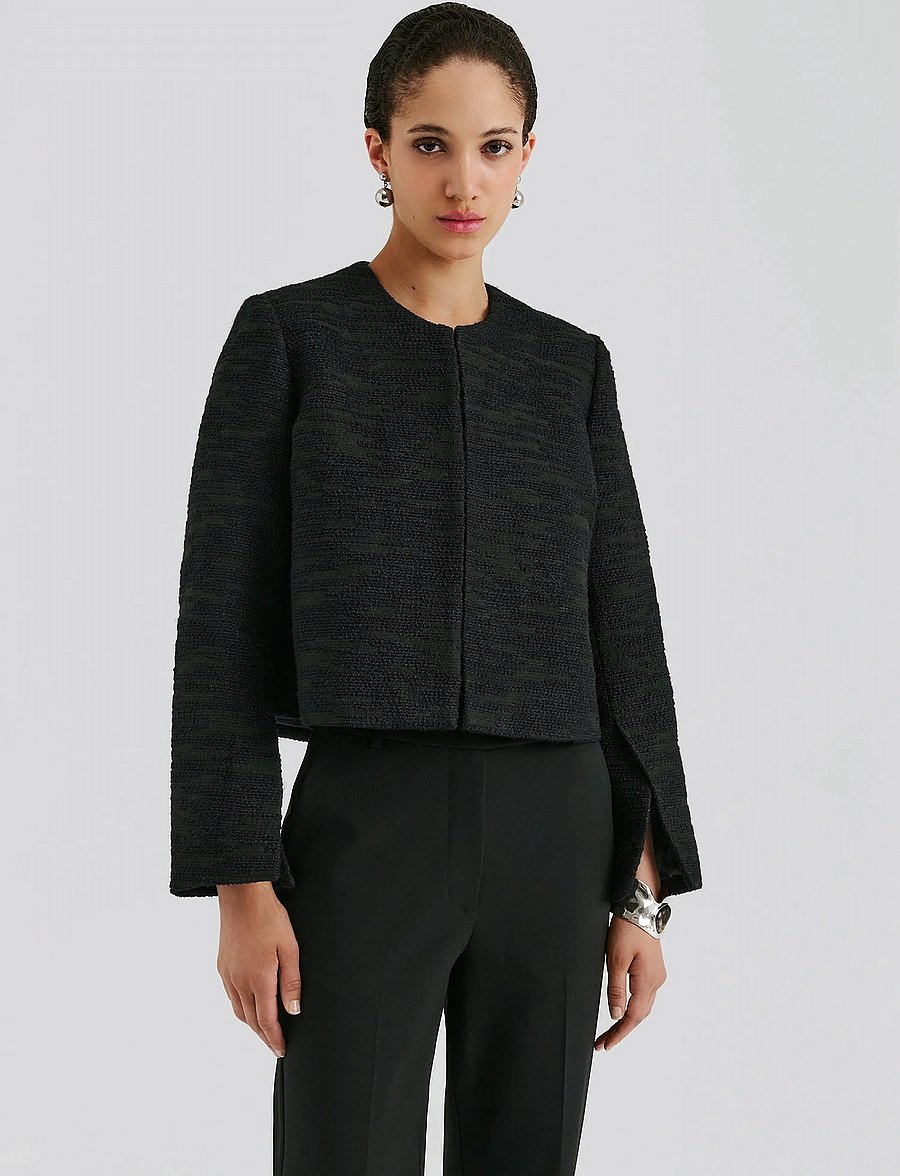 Malina - Ruthie Cropped Boucle Blazer - boucles - black - 0