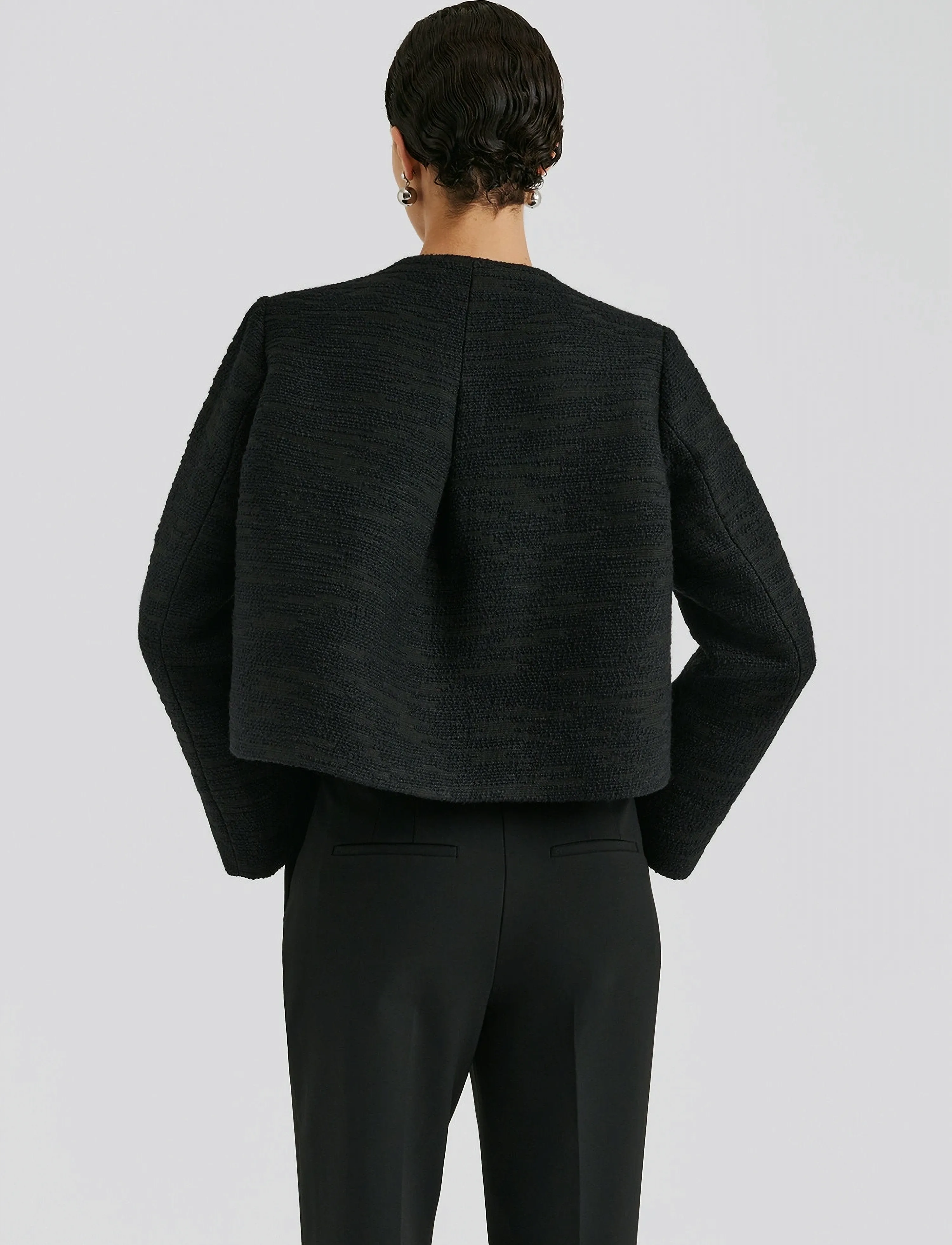 Malina - Ruthie Cropped Boucle Blazer - bouclés - black - 2