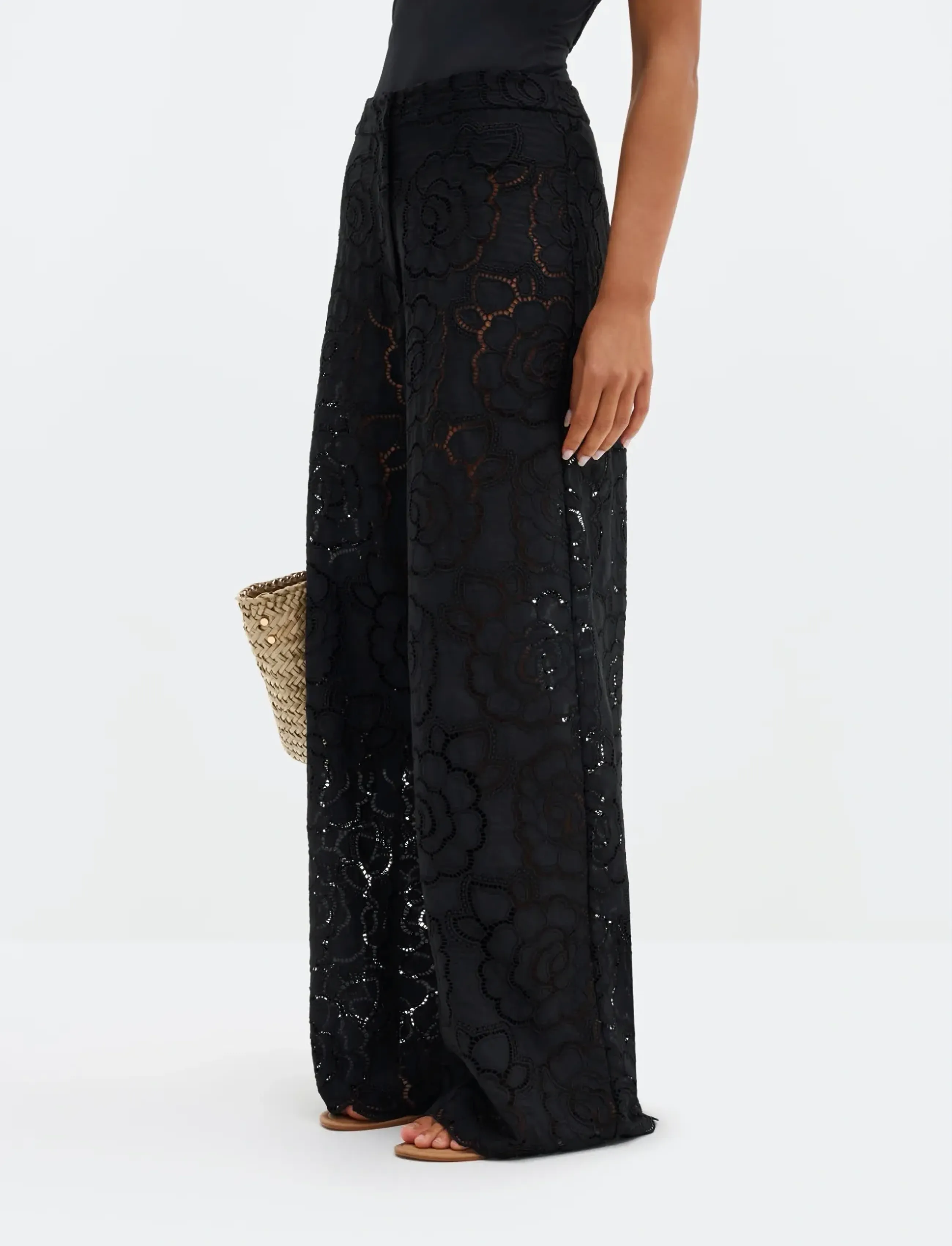 Malina Stacey Wide Lace Pants - Hosen - BLACK / black