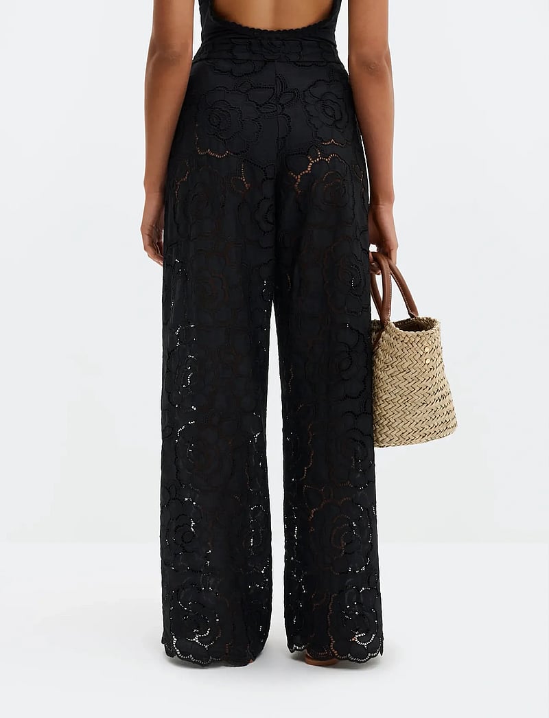 Malina - Stacey Wide Lace Pants - hosen mit weitem bein - black - 2