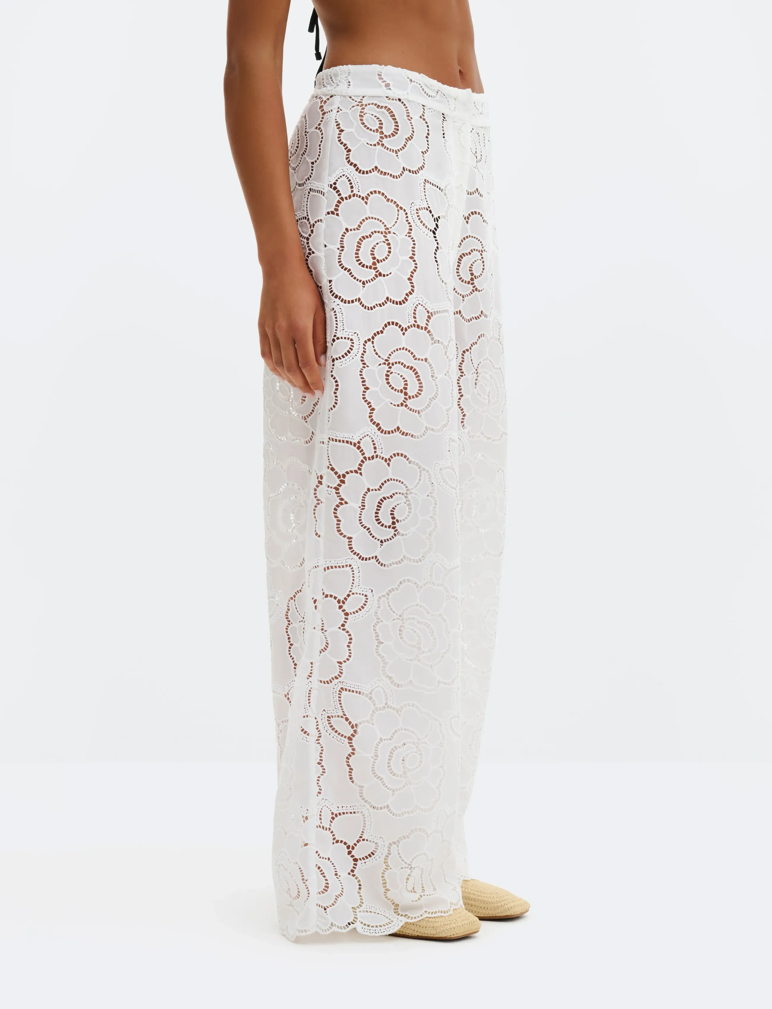Malina Stacey Wide Lace Pants, Kvinder, Brede Blondebukser, Hvid, Str: 40