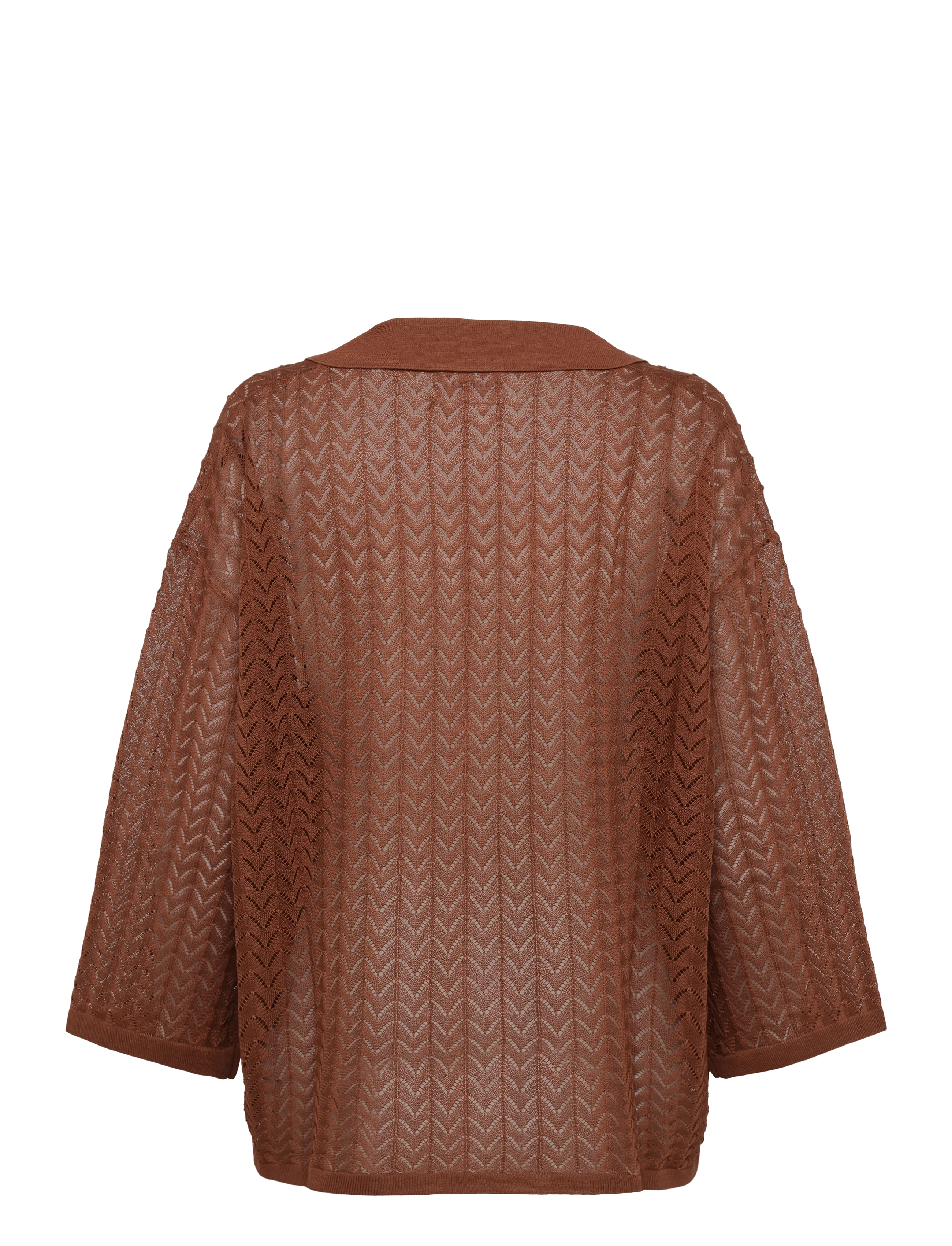Malina - Imene Pointelle Knitted Polo Shirt - premium styles - rust - 1