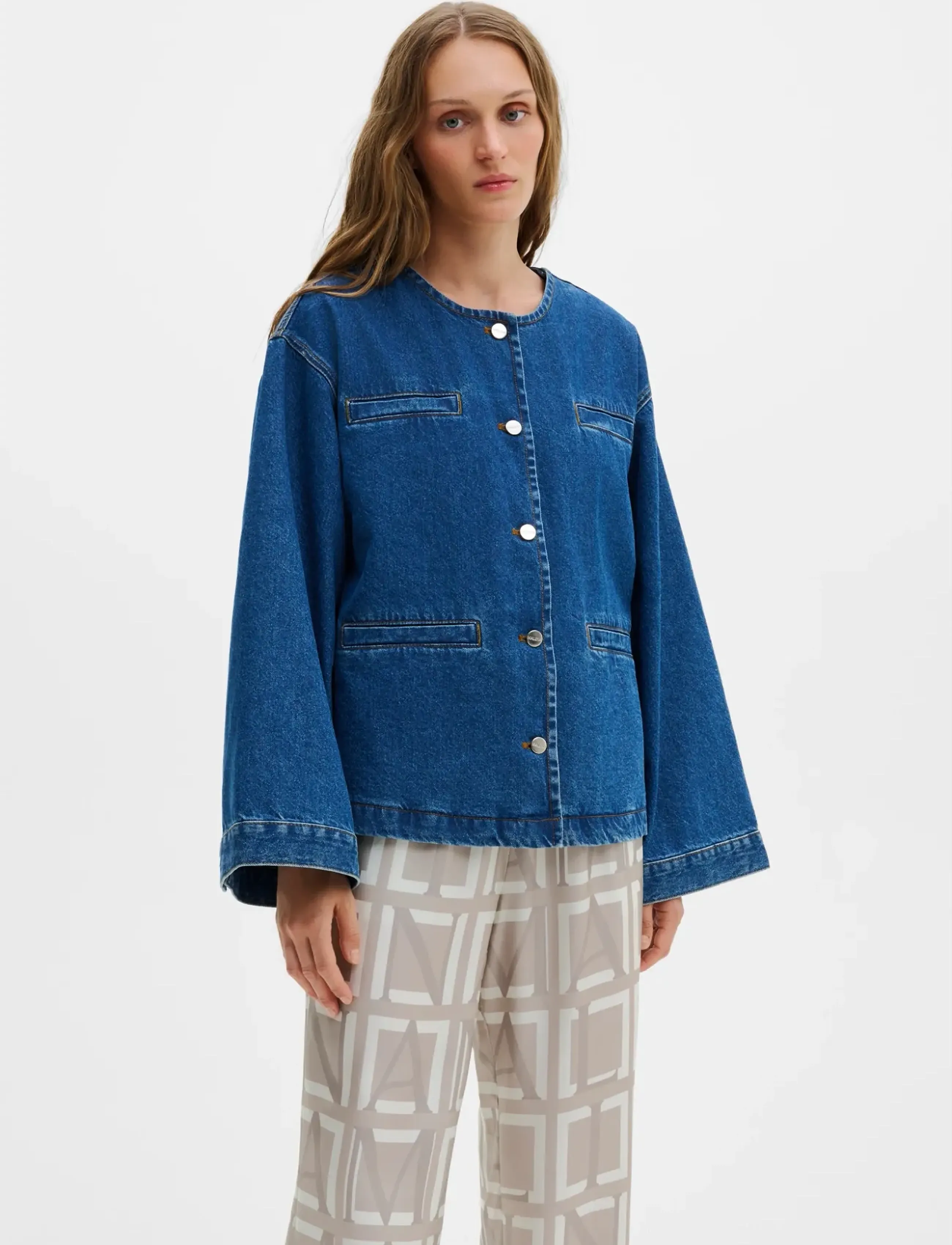 Malina Malla Relaxed Denim Jacket - Transitional Layering - DARK BLUE WASH / blue