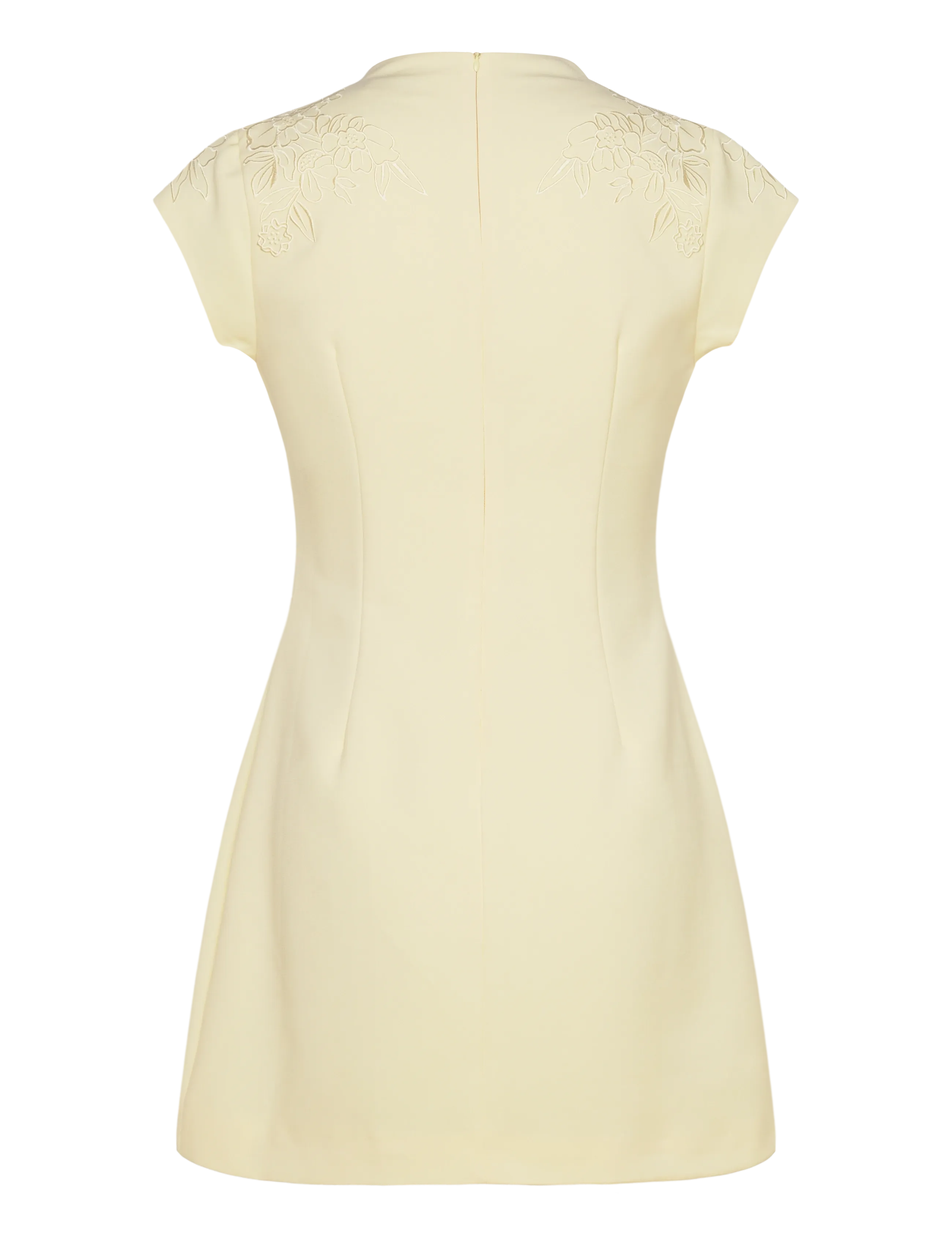 Malina - Bethanny Embroidered Fitted Mini Dress - konfirmatsioon - light lemon - 2