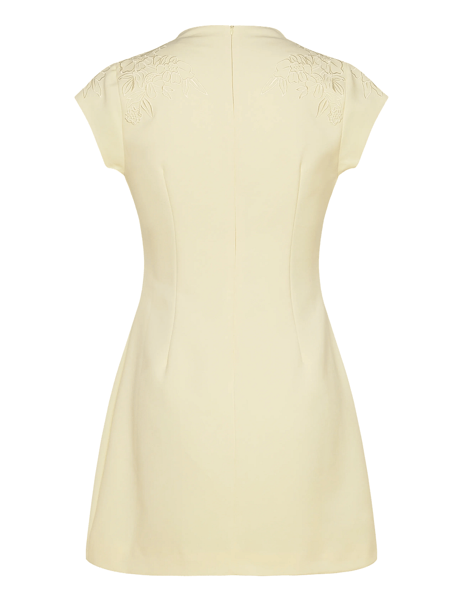 Malina - Bethanny Embroidered Fitted Mini Dress - konfirmationstøj - light lemon - 2
