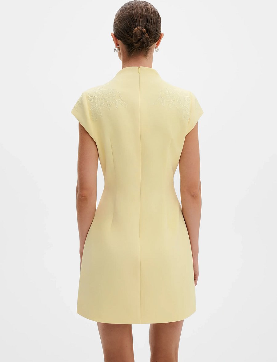Malina - Bethanny Embroidered Fitted Mini Dress - konfirmationstøj - light lemon - 3