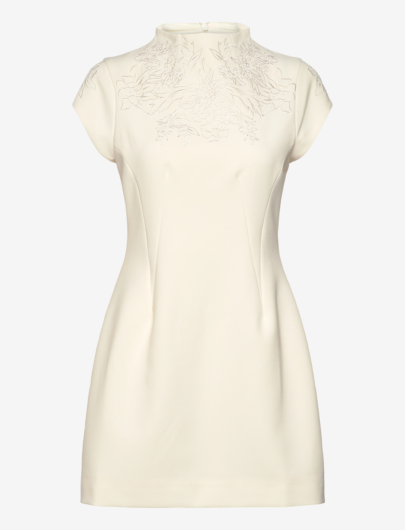 Malina - Bethanny Embroidered Fitted Mini Dress - short dresses - vanilla - 1