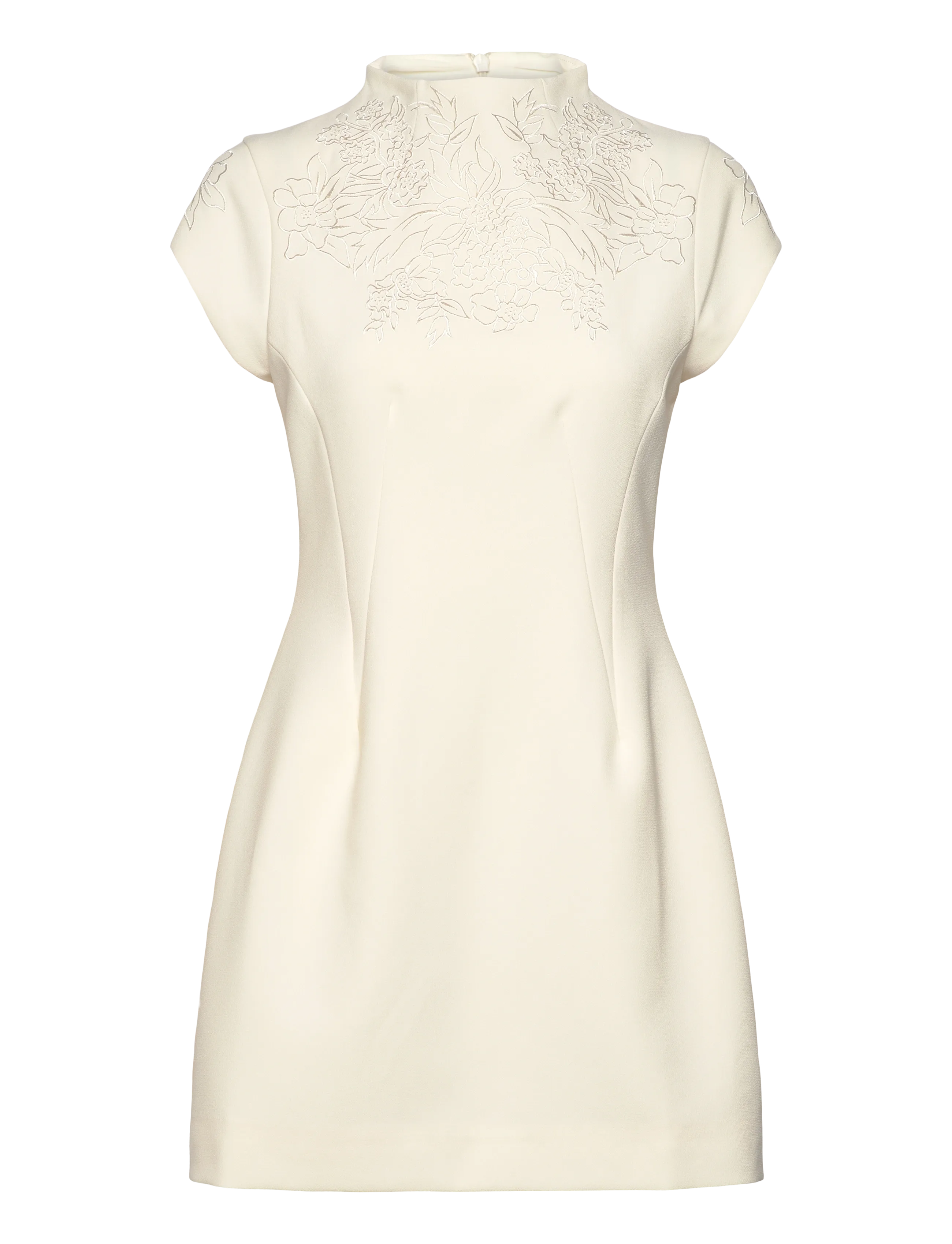 Bethanny Embroidered Fitted Mini Dress - VANILLA