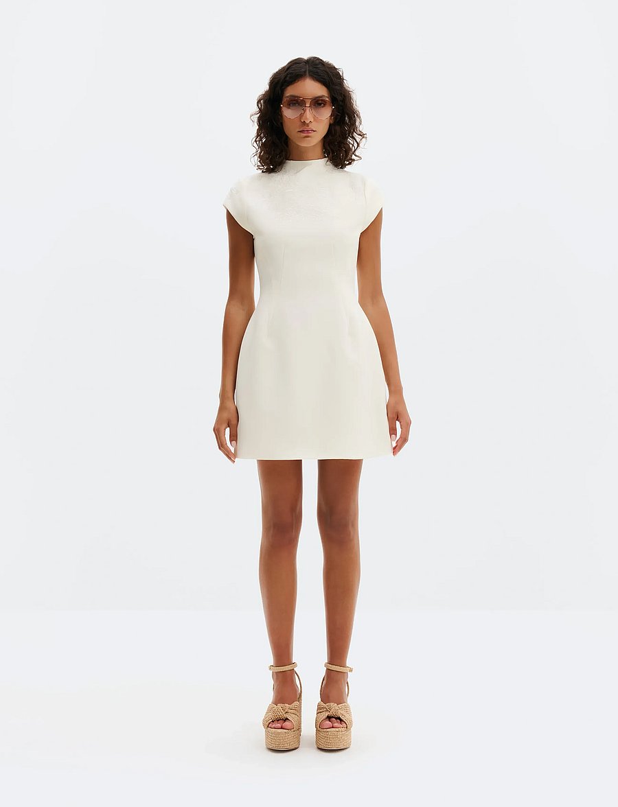 Malina - Bethanny Embroidered Fitted Mini Dress - konfirmatsioon - vanilla - 0