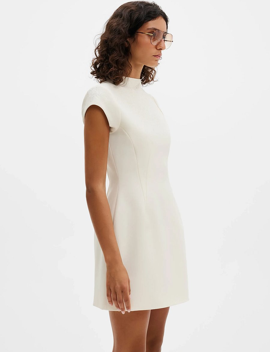 Malina - Bethanny Embroidered Fitted Mini Dress - konfirmatsioon - vanilla - 3
