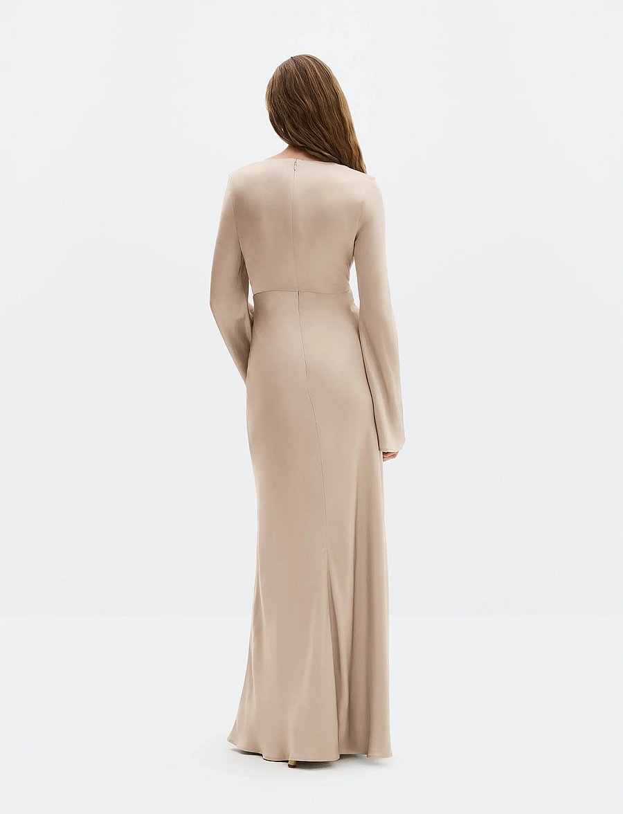 Malina - Carolina Flared Sleeve Satin Maxi Dress - avondjurken - champagne - 3