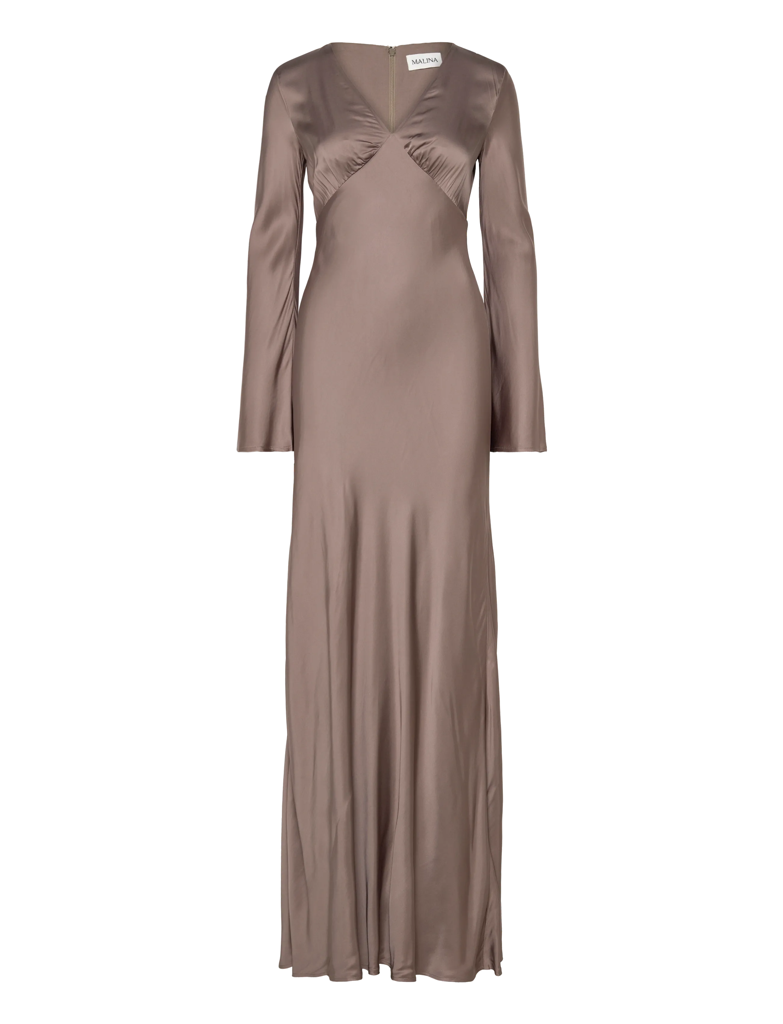 Malina Carolina Flared Sleeve Satin Maxi Dress - Clothing - GRAPHITE / grey